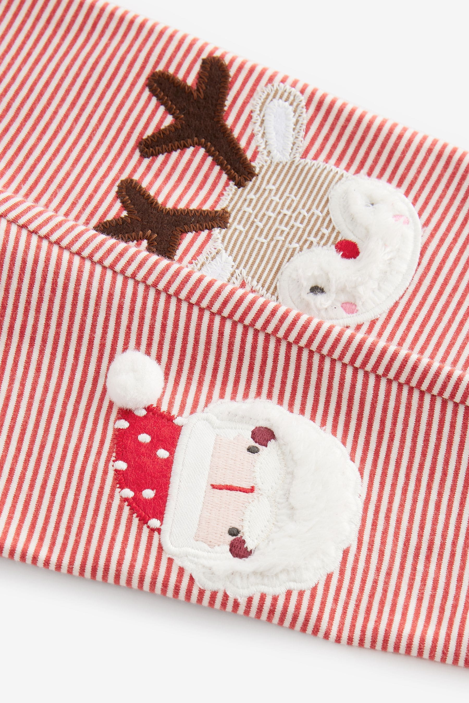 Red Stripe Christmas Santa Embellished Leggings (3mths-7yrs)