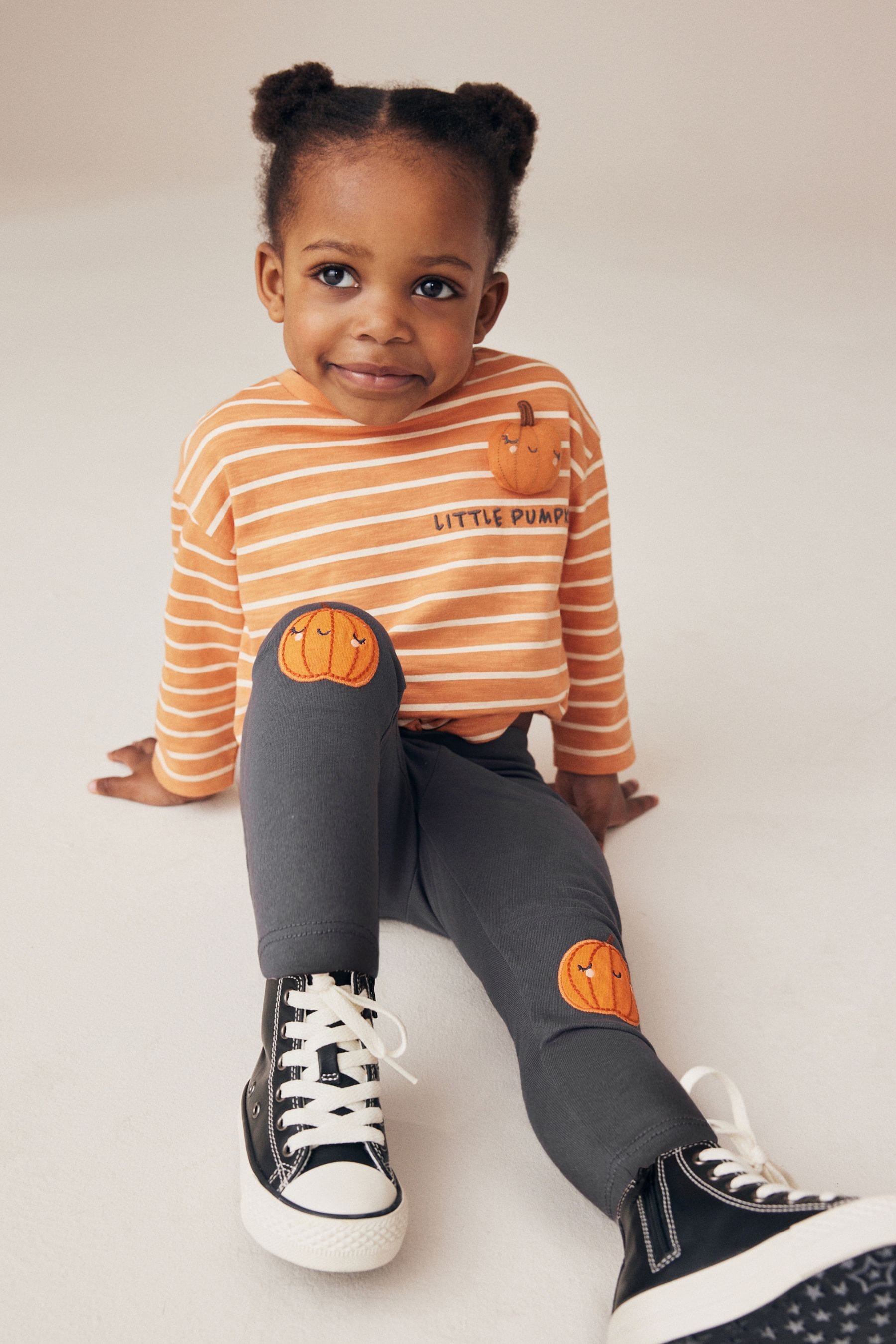 Charcoal Grey Pumpkin Embellished Leggings (3mths-7yrs)