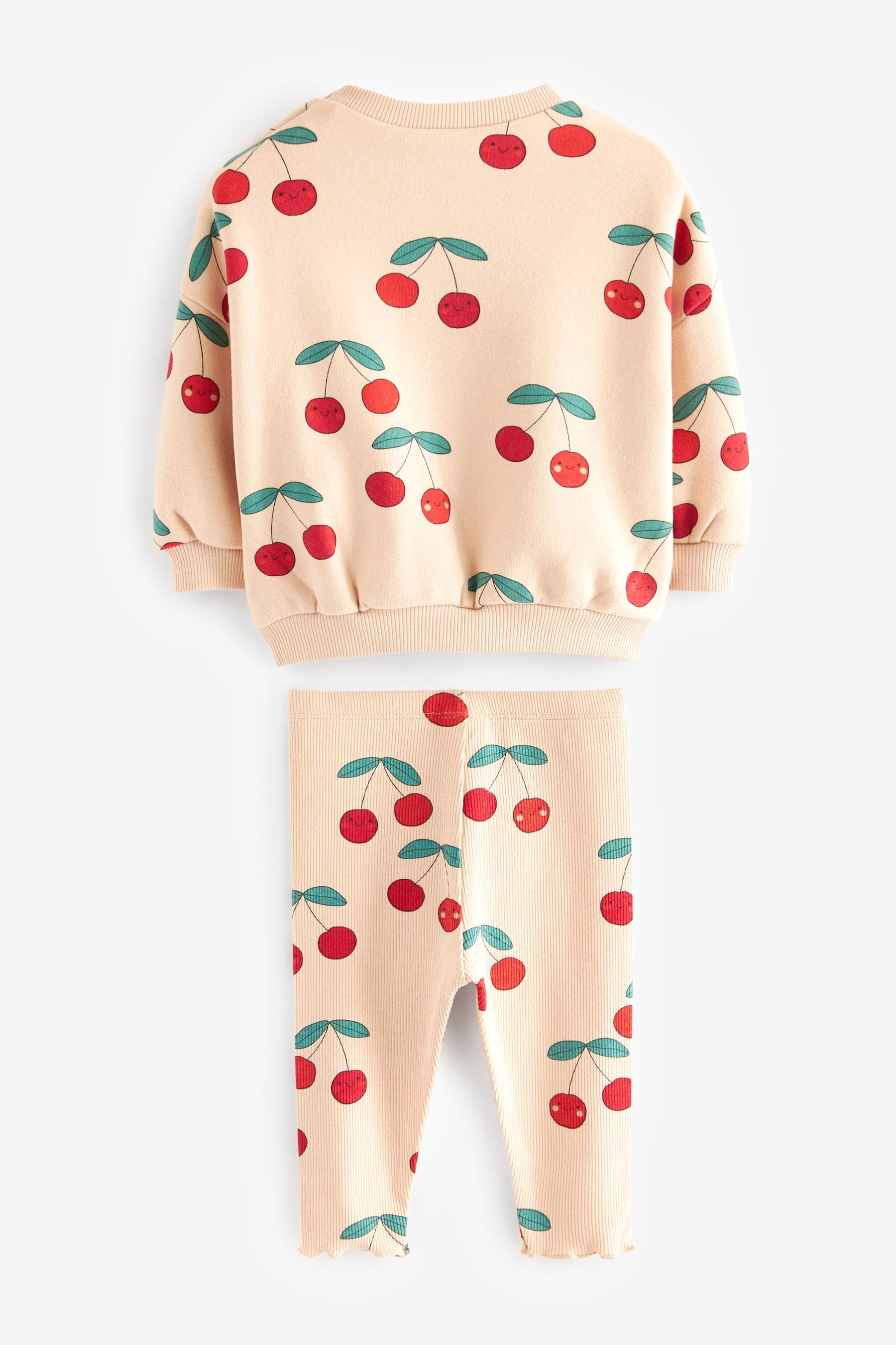 Red/Cream Cherry 2 Piece Baby Sweat & Leggings Set