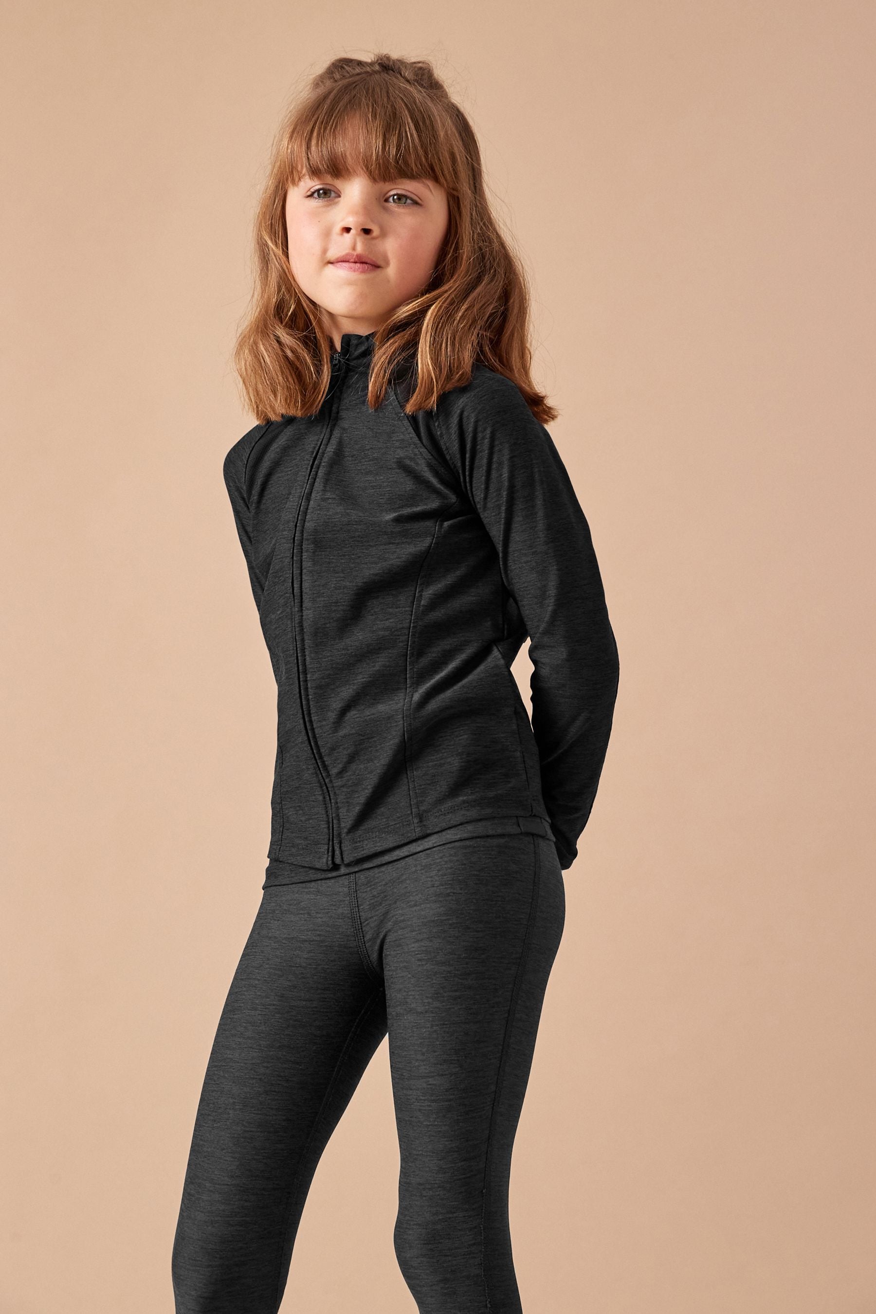 Black Marl Sports Zip Through Jacket (3-16yrs)