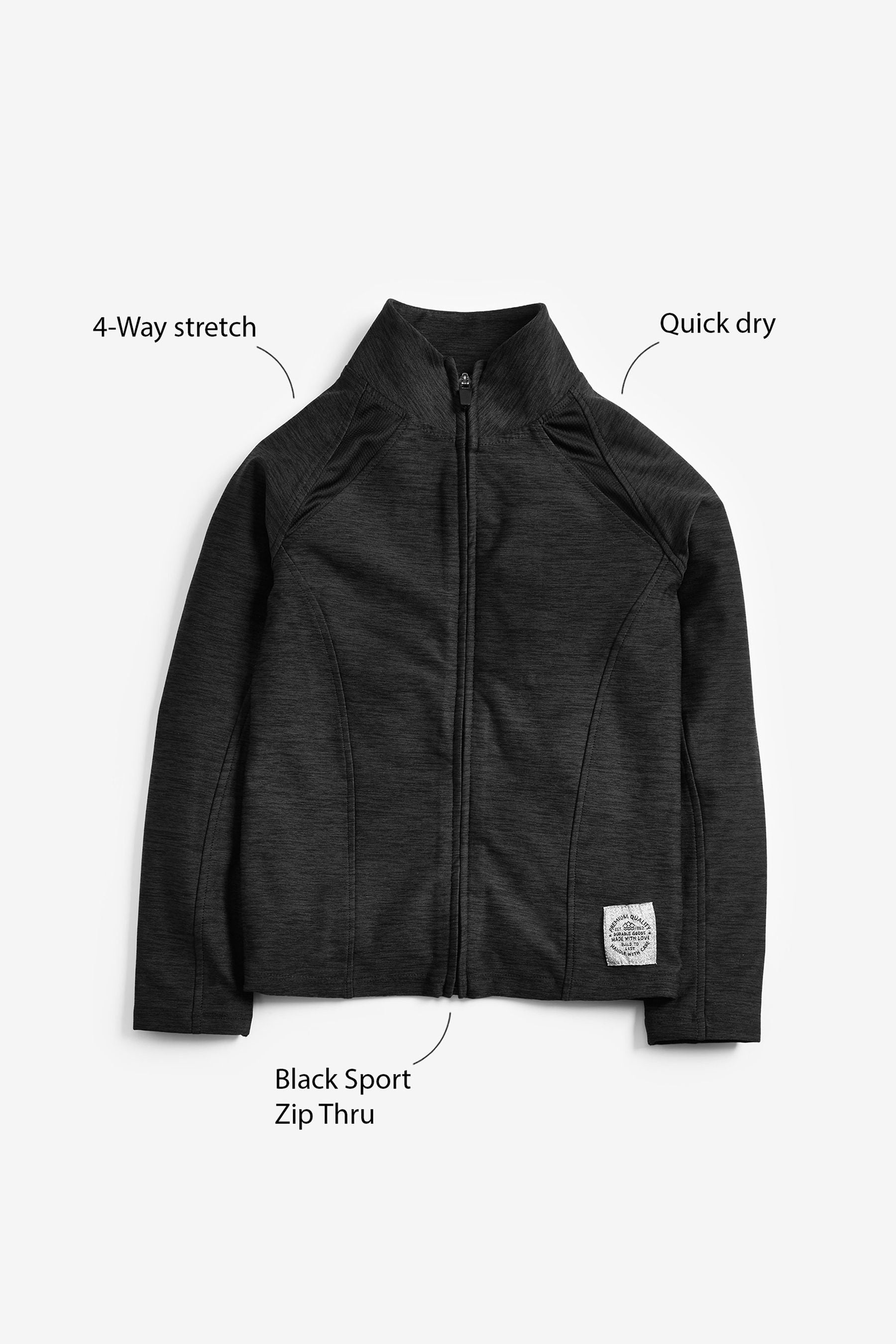 Black Marl Sports Zip Through Jacket (3-16yrs)