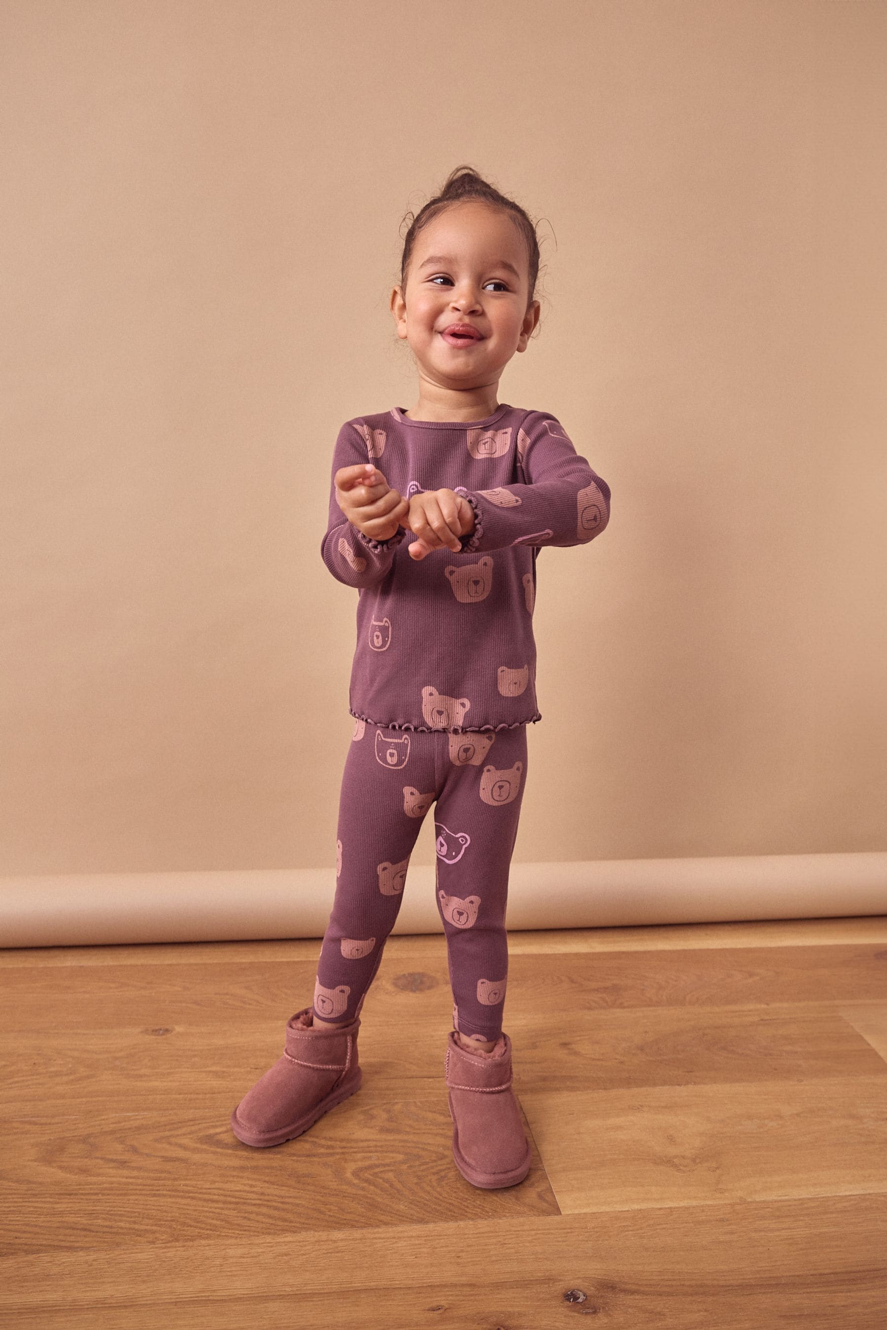 Chocolate Brown Bear Rib Jersey Leggings (3mths-7yrs)