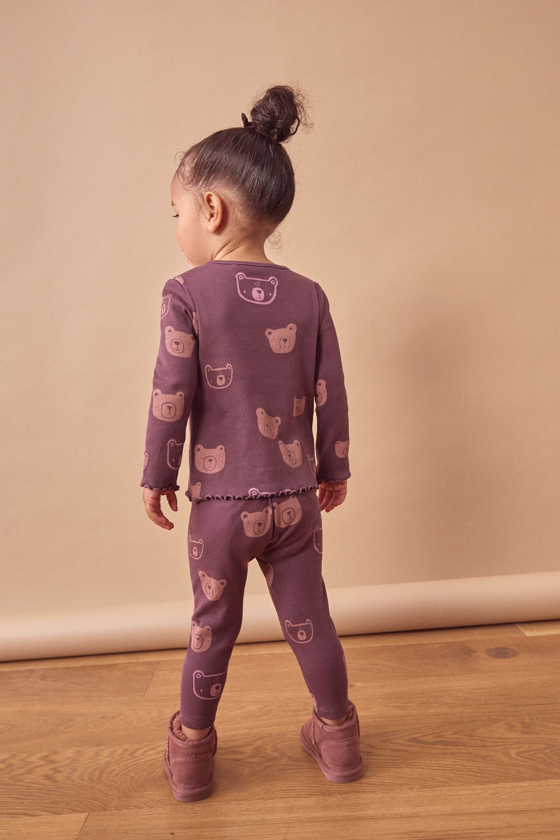 Chocolate Brown Bear Rib Jersey Leggings (3mths-7yrs)