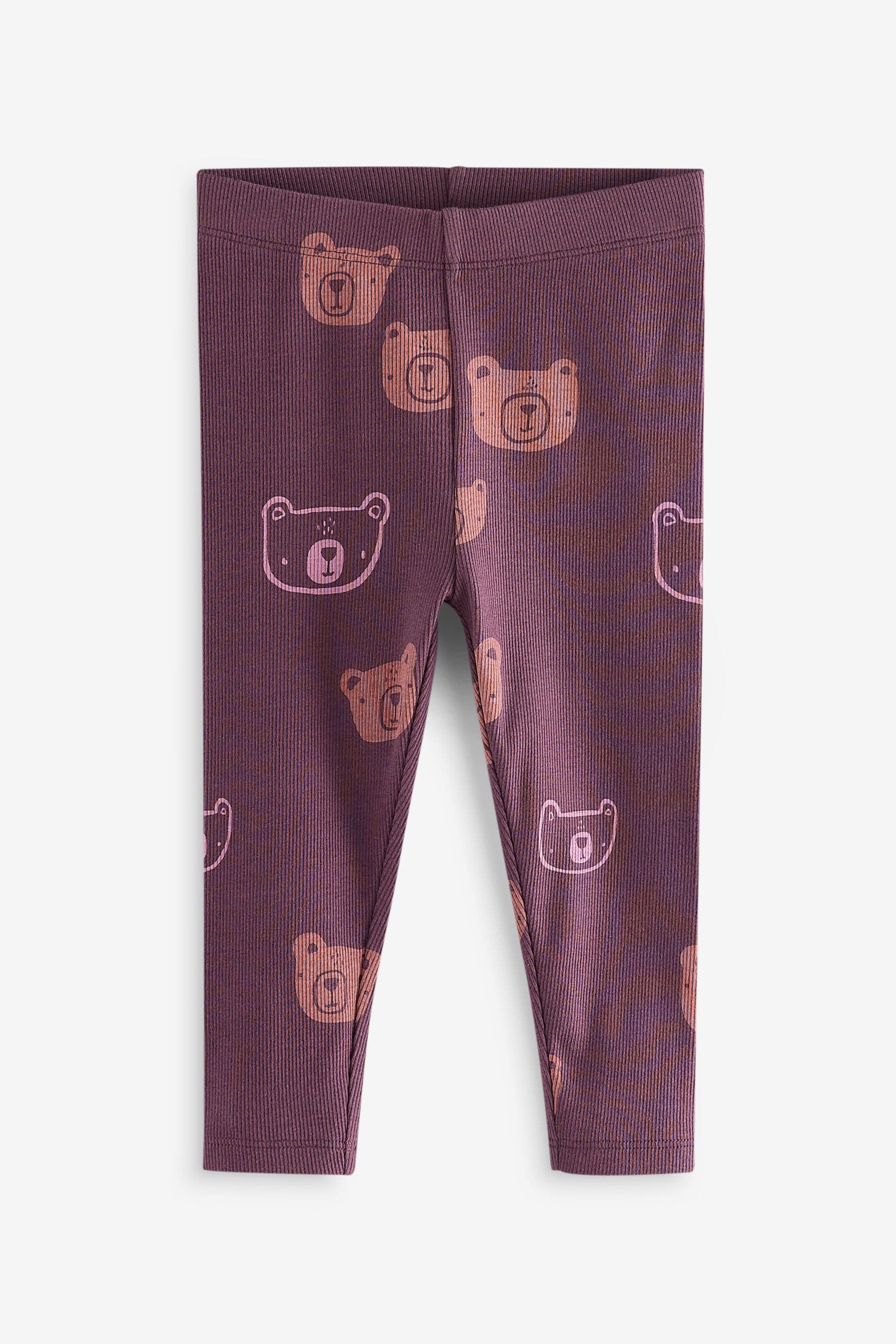 Chocolate Brown Bear Rib Jersey Leggings (3mths-7yrs)