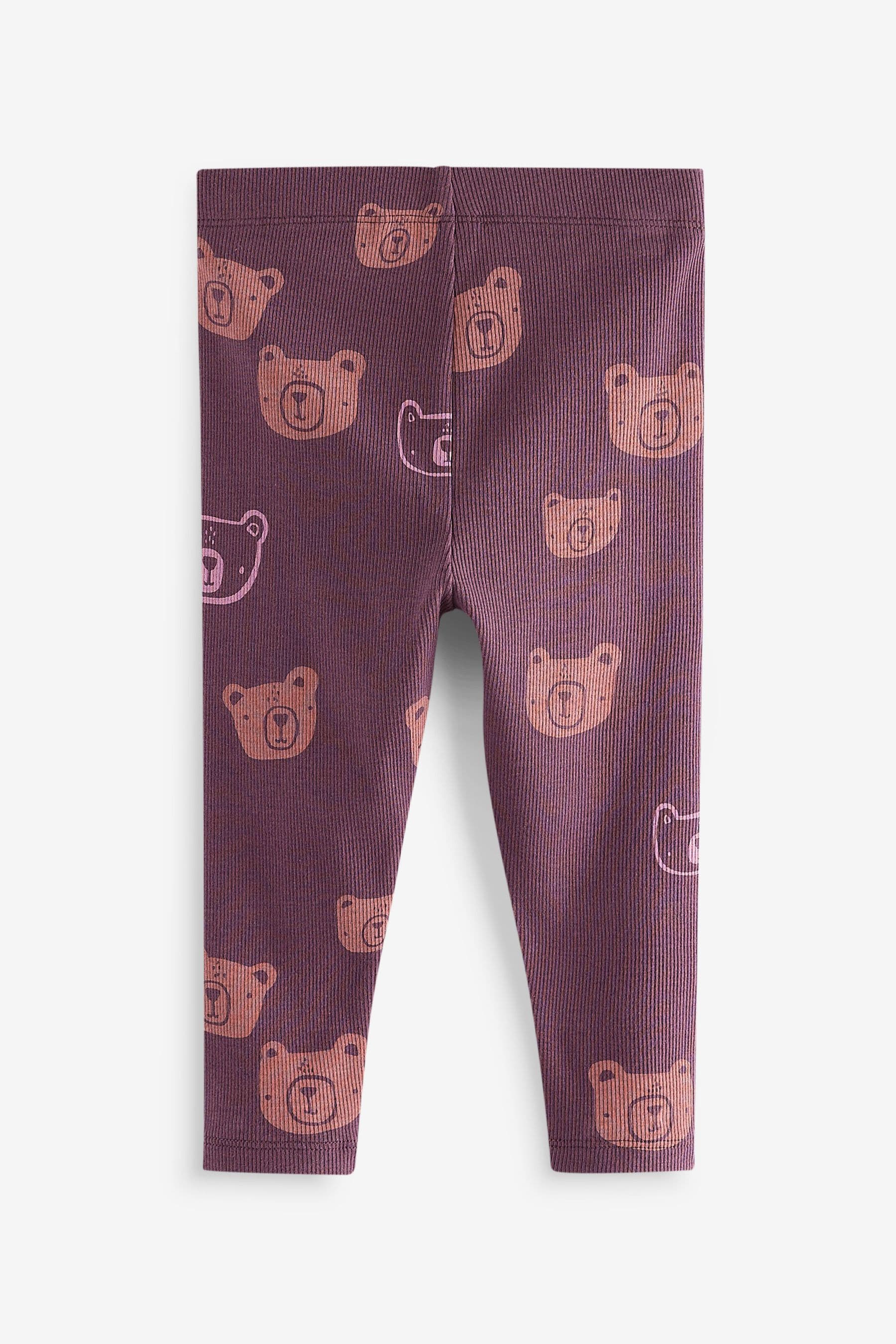 Chocolate Brown Bear Rib Jersey Leggings (3mths-7yrs)