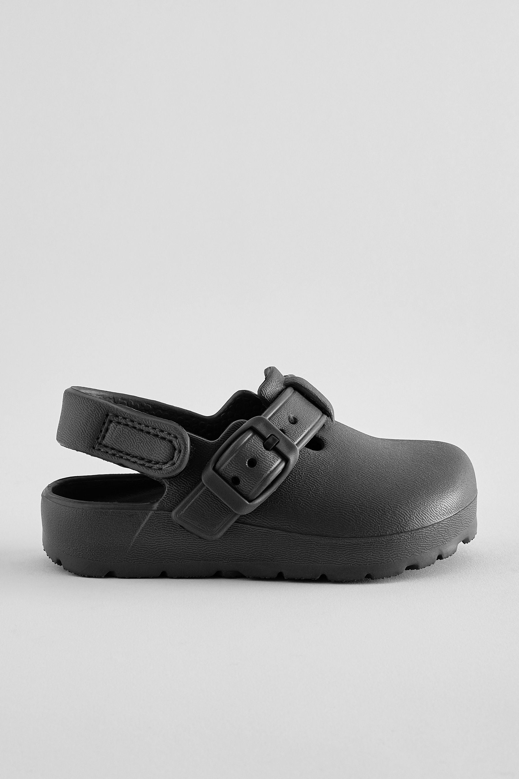 Black Buckle Clogs