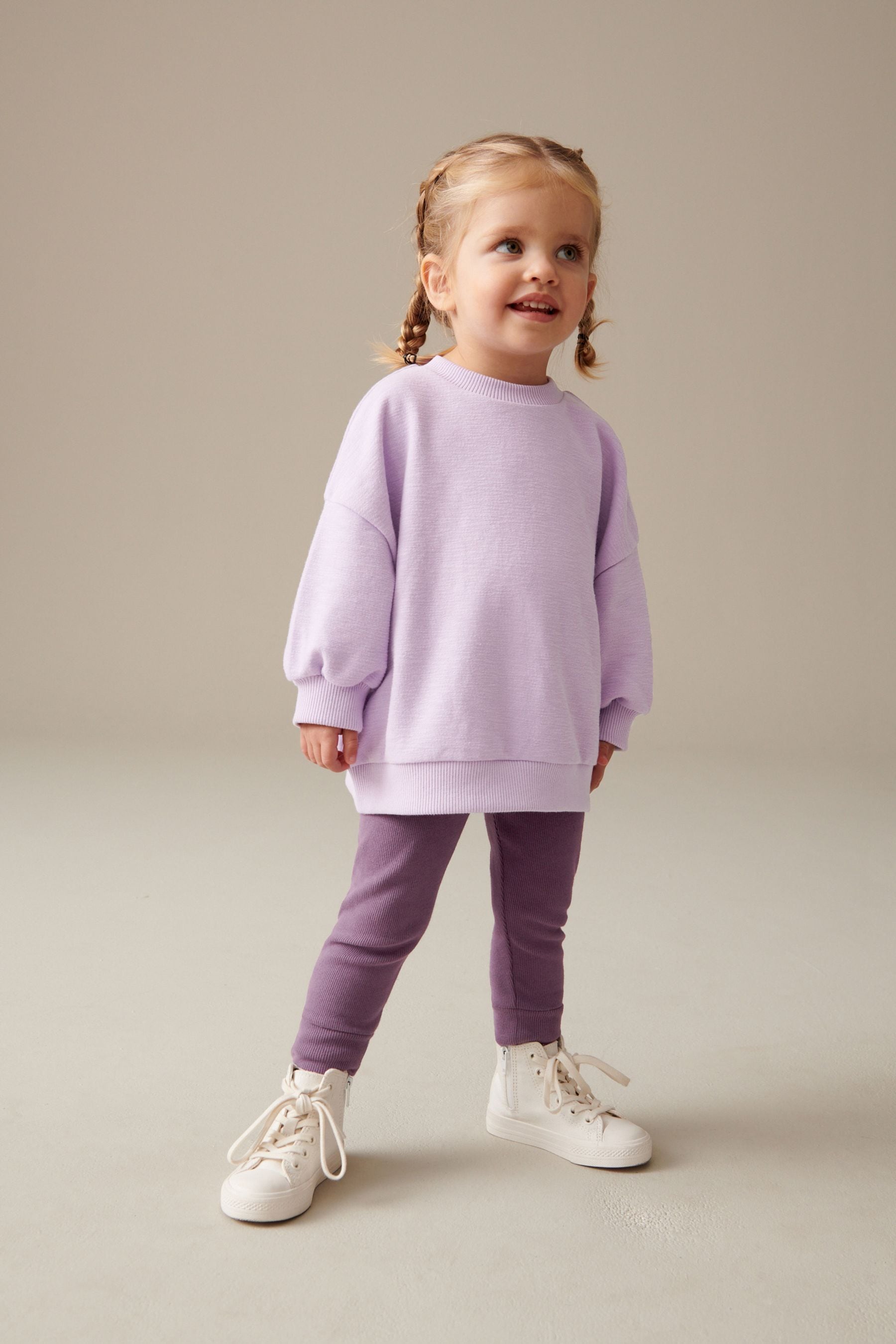 Purple Relaxed Fit 100% Cotton Sweater And Leggings Set (3mths-7yrs)