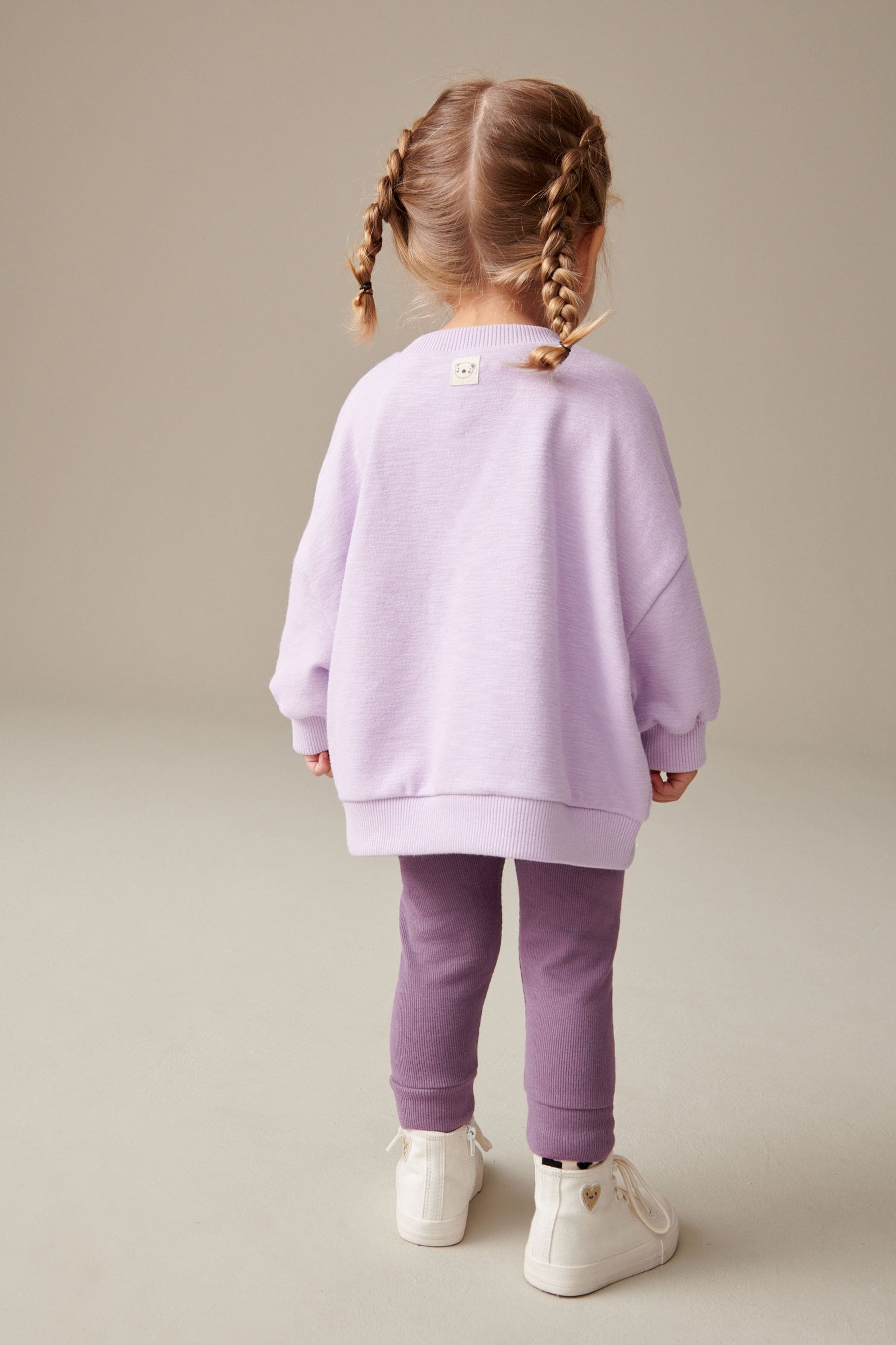 Purple Relaxed Fit 100% Cotton Sweater And Leggings Set (3mths-7yrs)