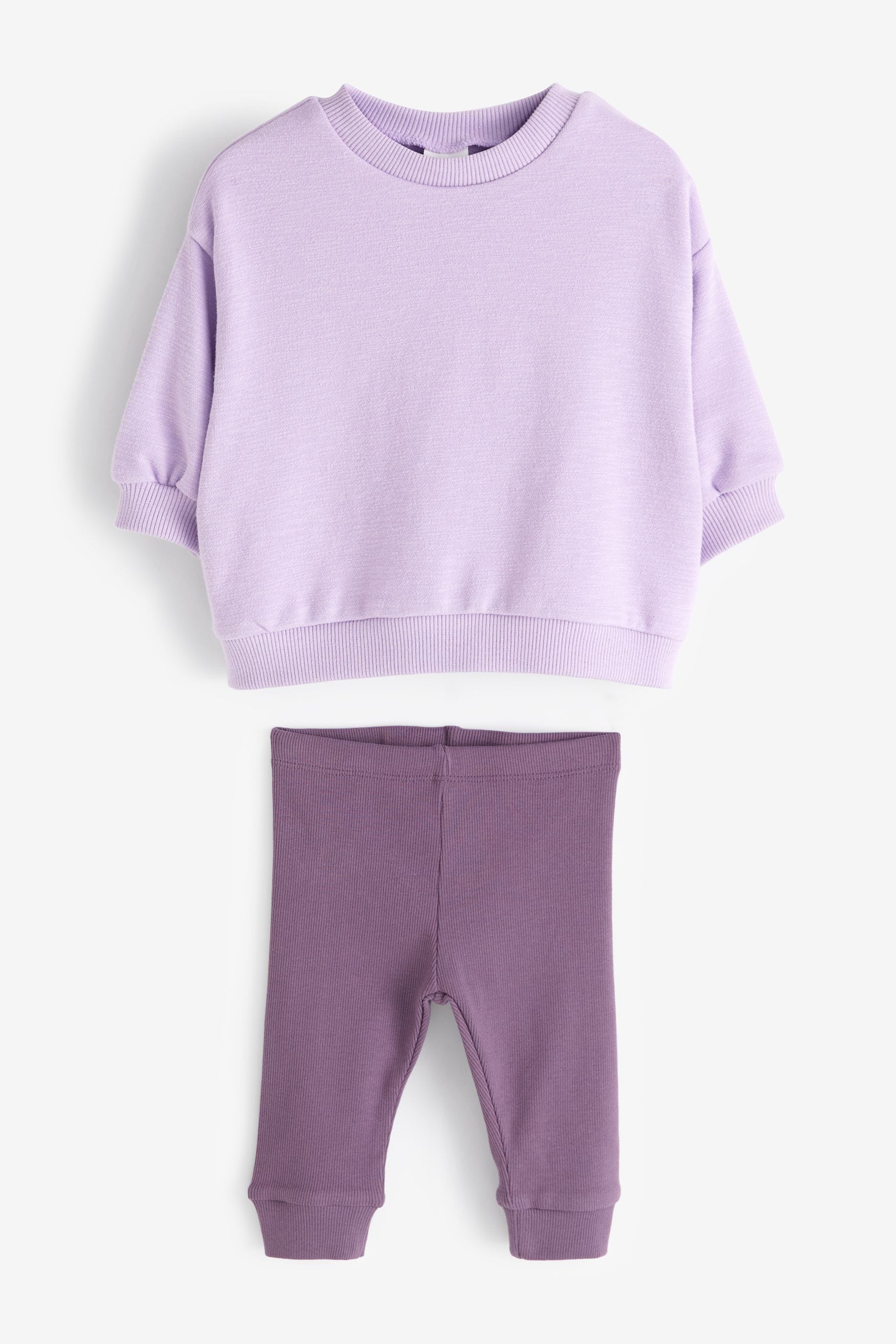 Purple Relaxed Fit 100% Cotton Sweater And Leggings Set (3mths-7yrs)