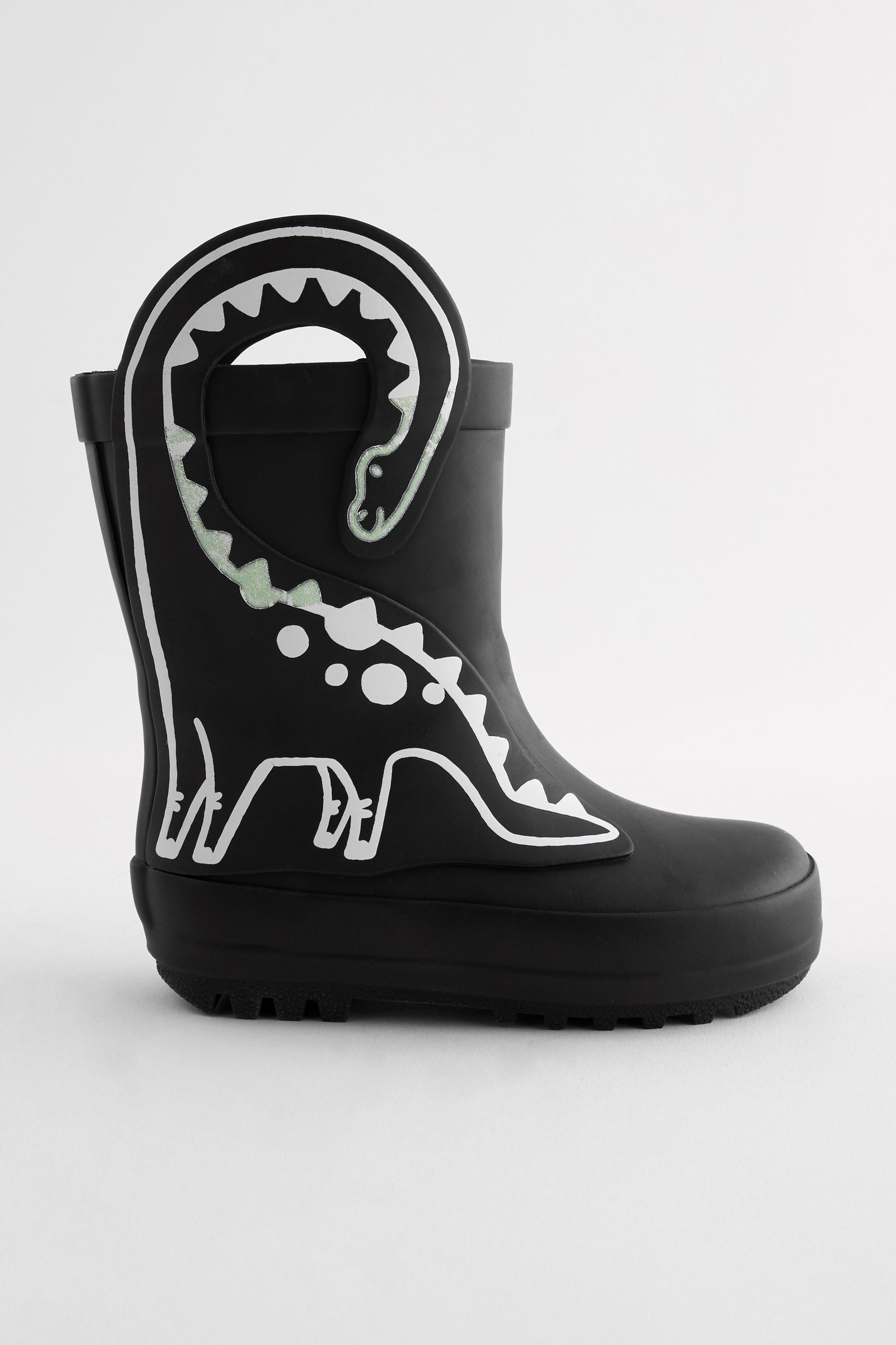 Black Colour Changing Dinosaur Handle Wellies