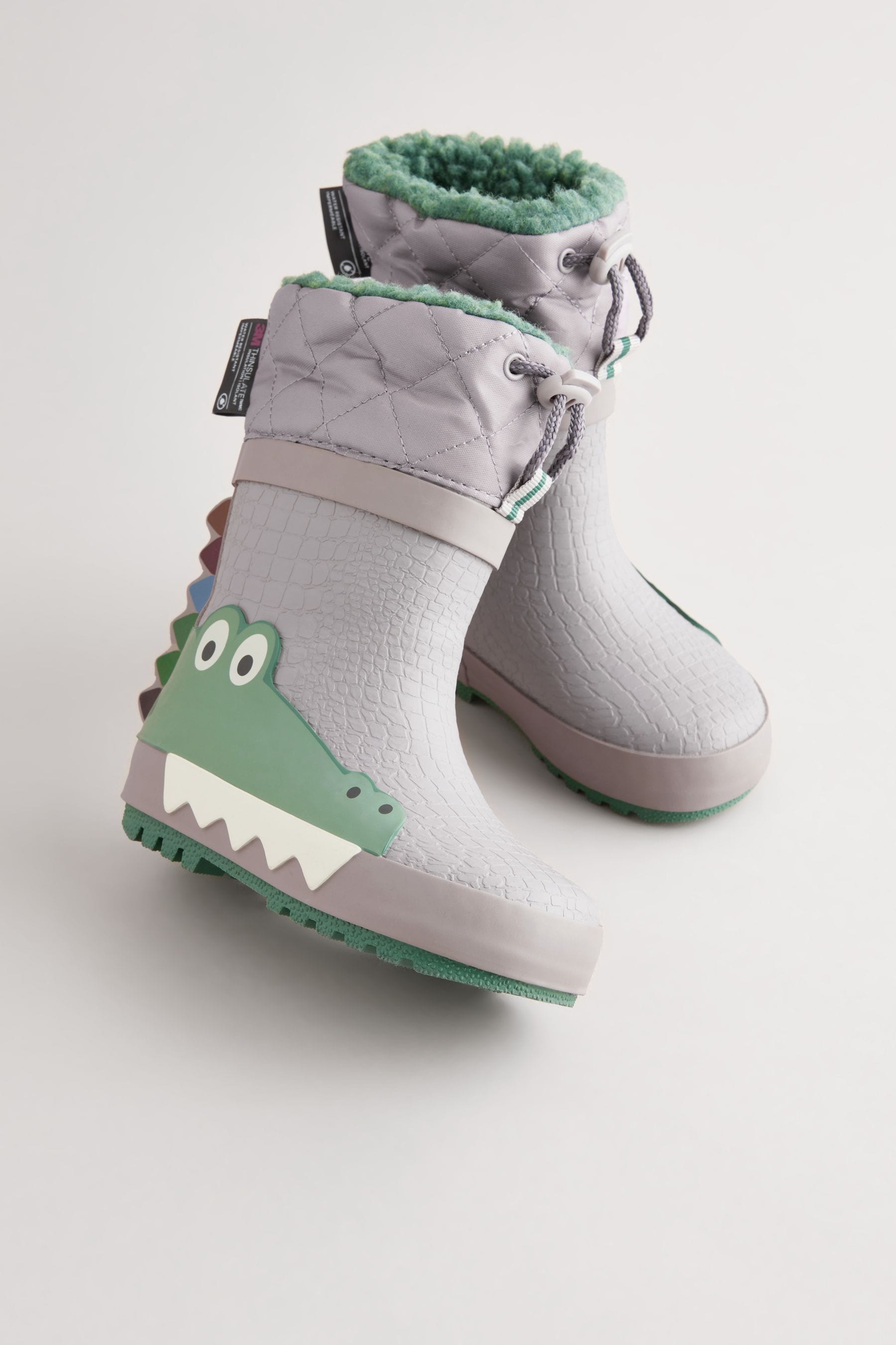 Grey Crocodile Thermal Thinsulate™ Lined Cuff Wellies