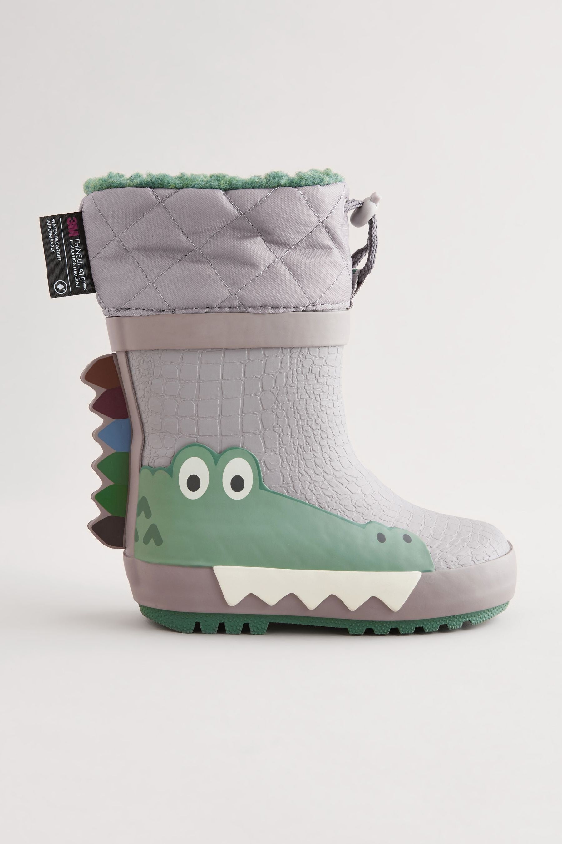 Grey Crocodile Thermal Thinsulate™ Lined Cuff Wellies