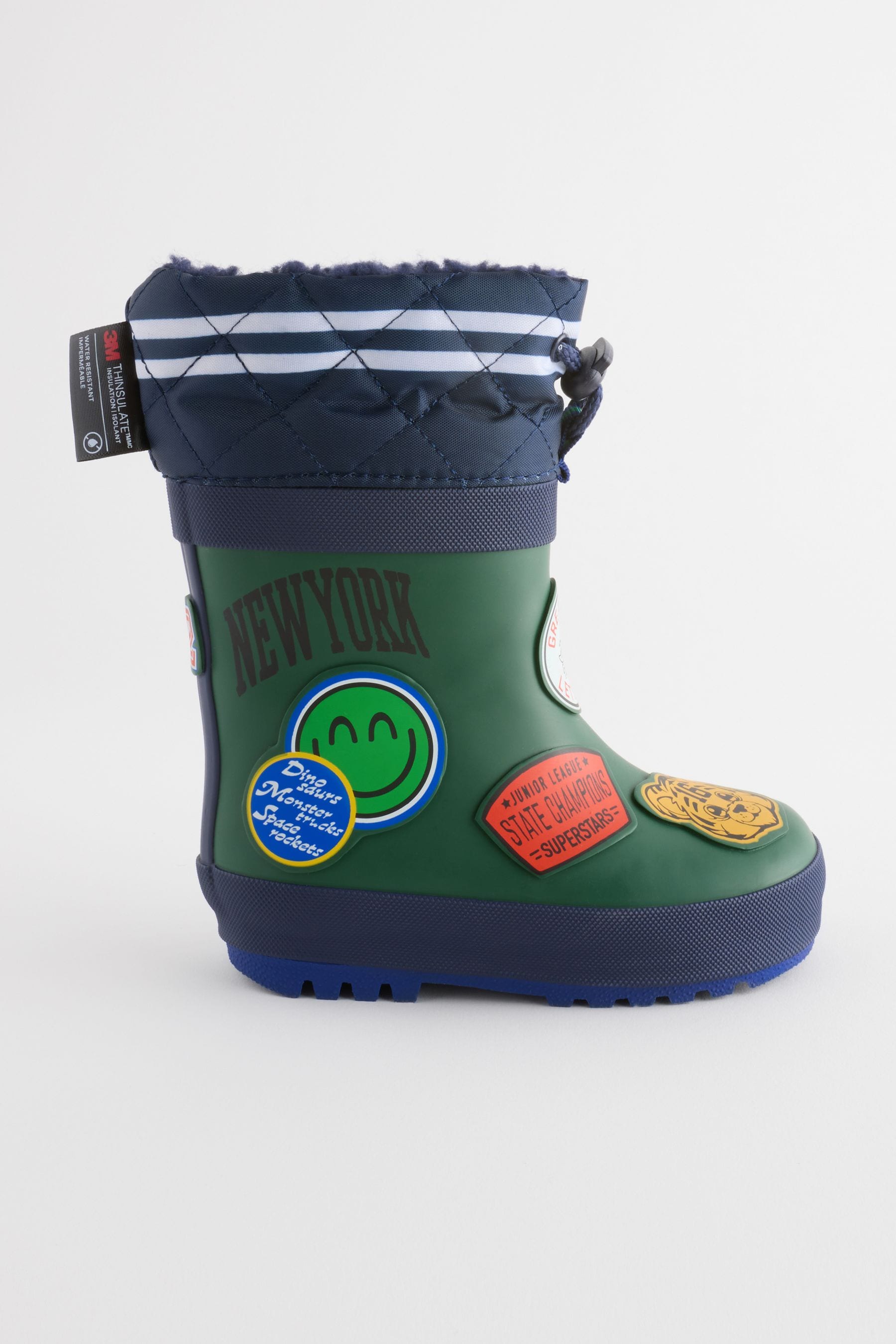 Dark Green Varsity Badge Thermal Thinsulate™ Lined Cuff Wellies