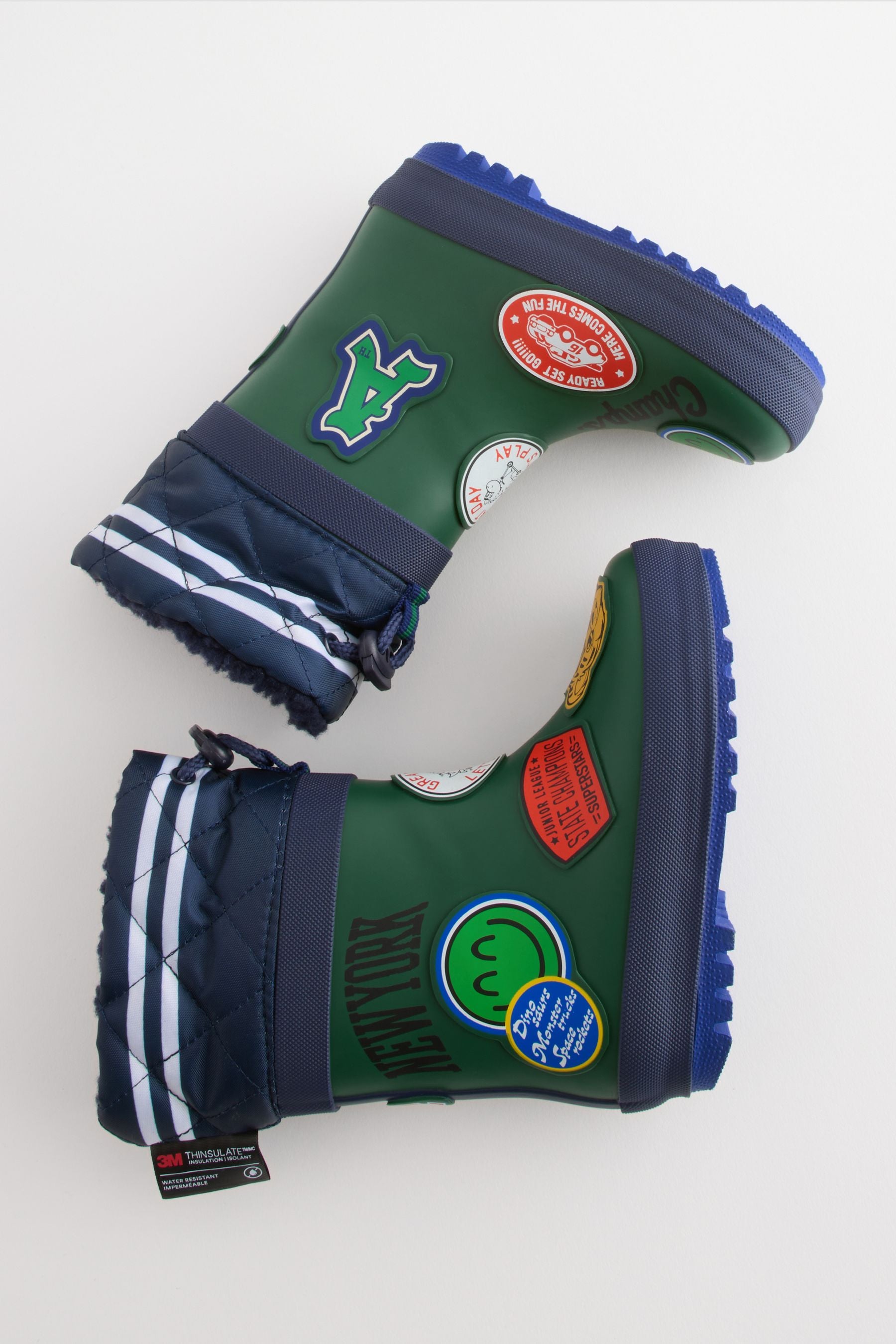 Dark Green Varsity Badge Thermal Thinsulate™ Lined Cuff Wellies