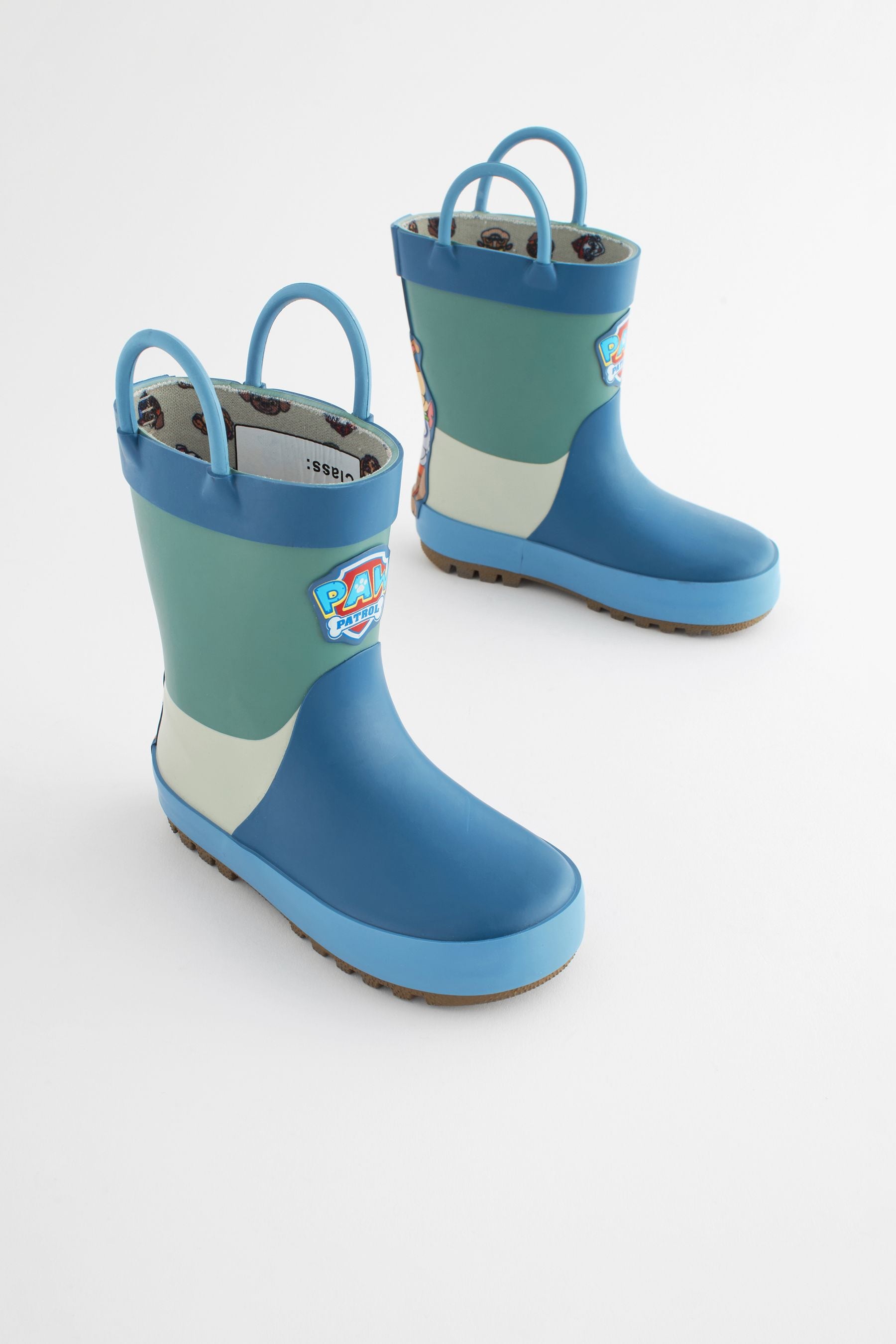 Blue Colourblock Paw Patrol Handle Wellies