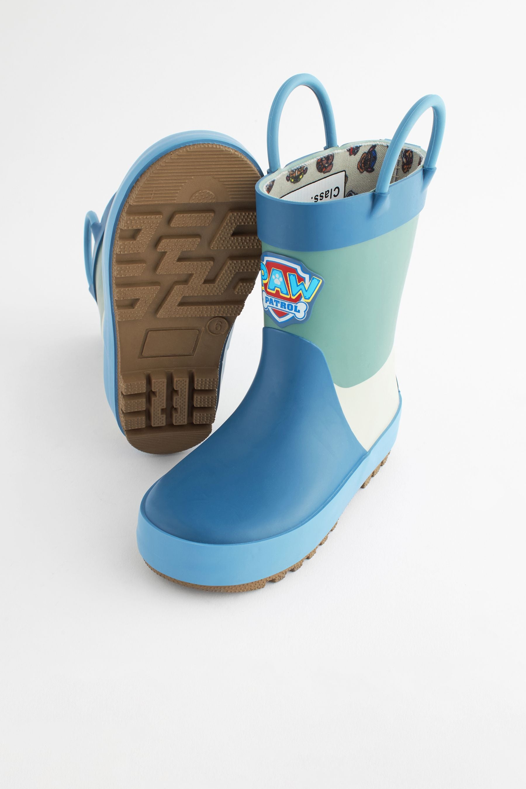 Blue Colourblock Paw Patrol Handle Wellies