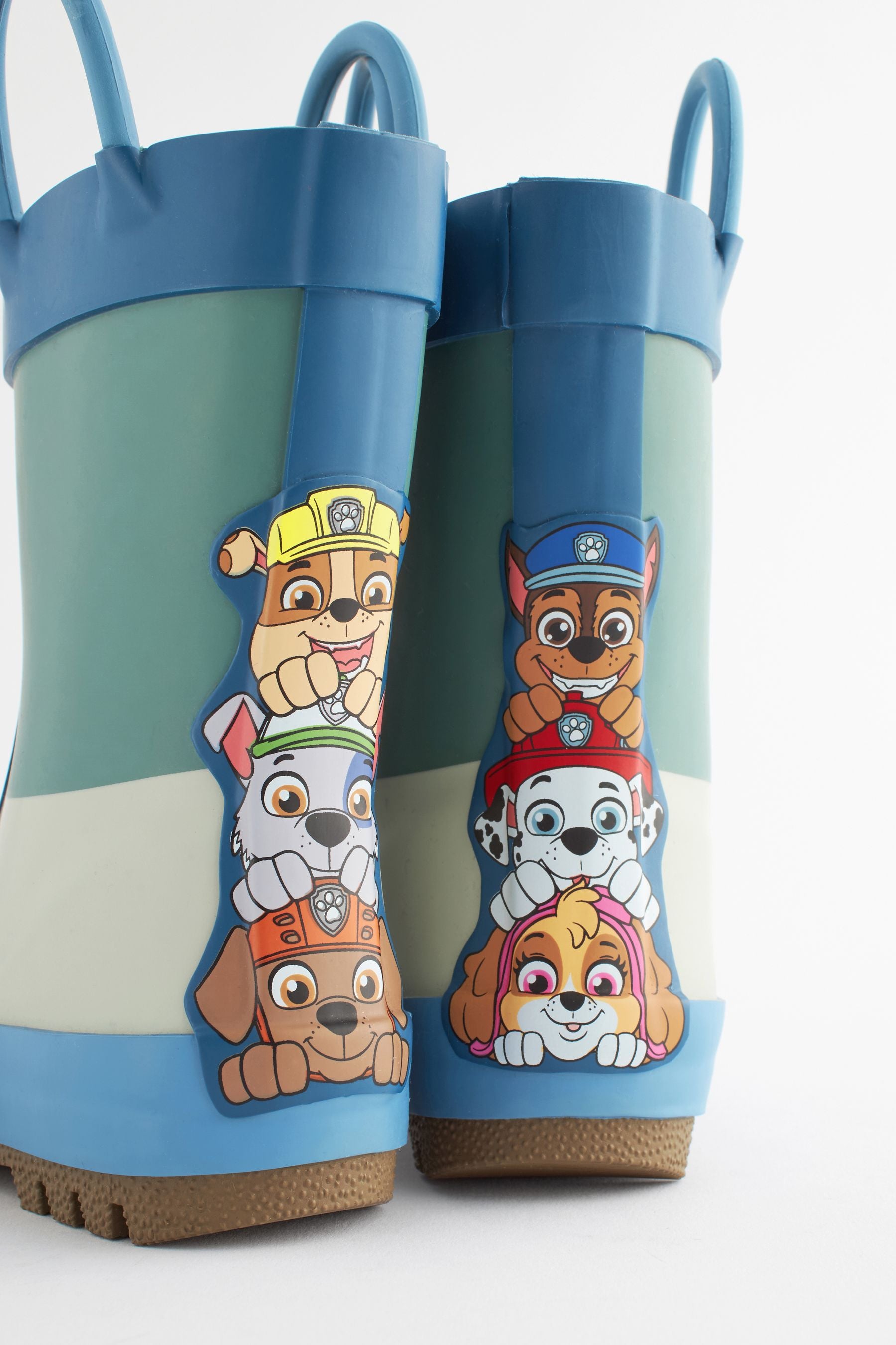 Blue Colourblock Paw Patrol Handle Wellies