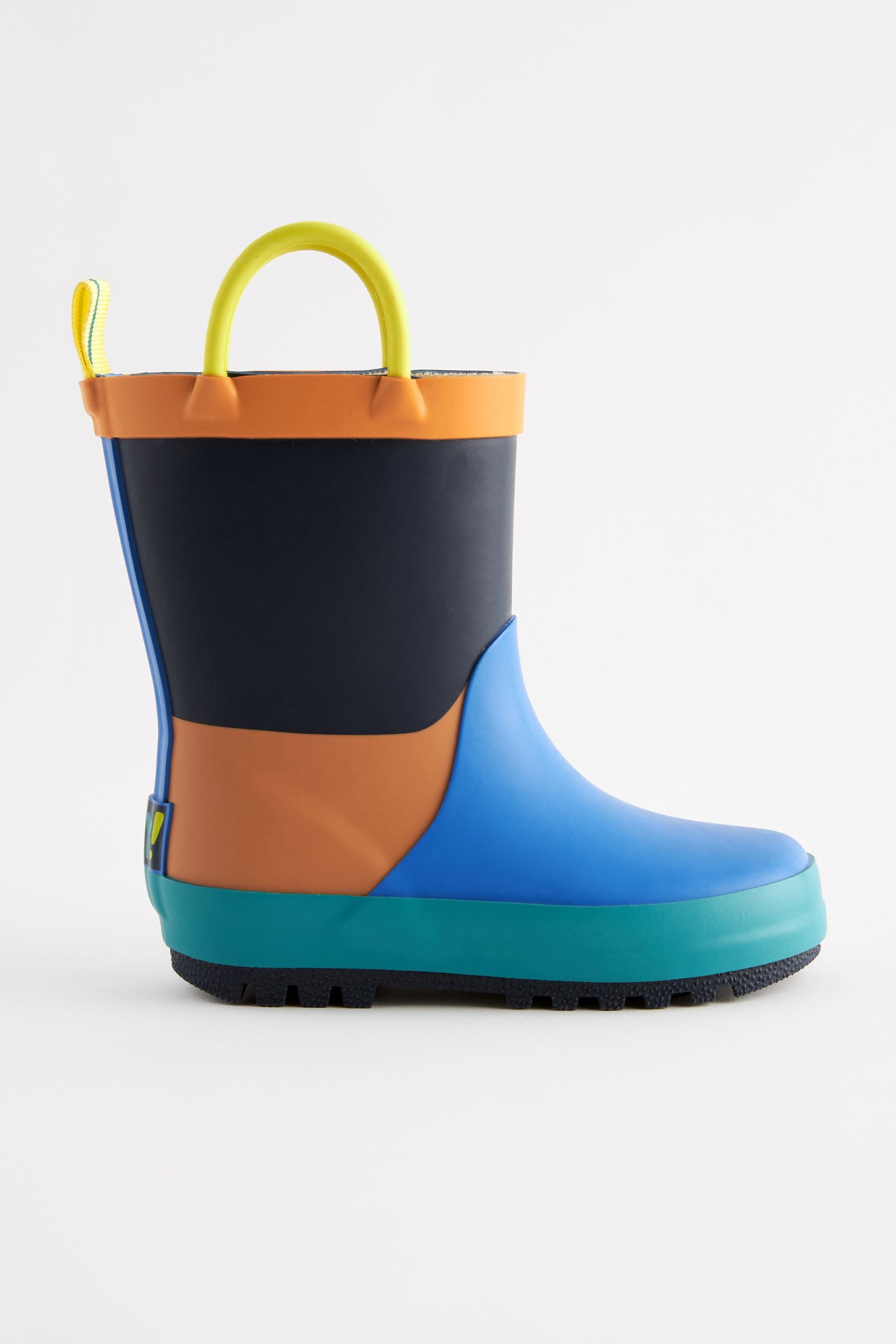 Blue/Orange Colourblock Handle Wellies