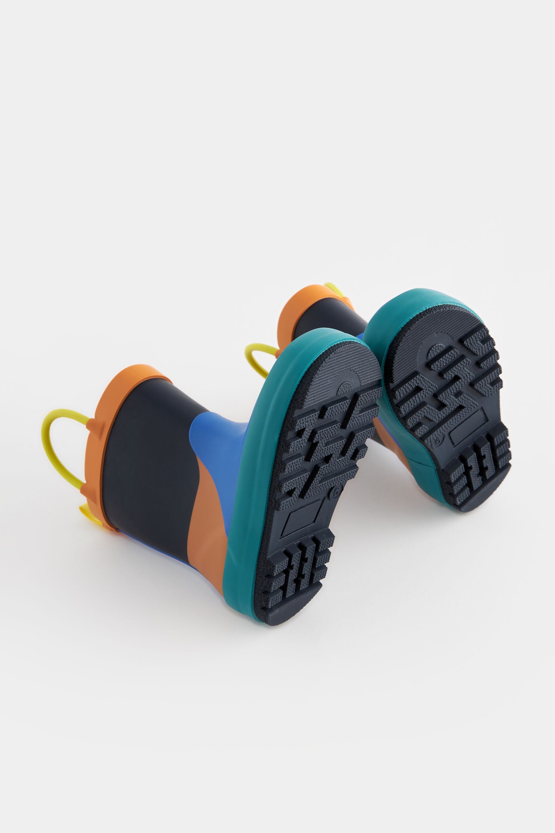 Blue/Orange Colourblock Handle Wellies