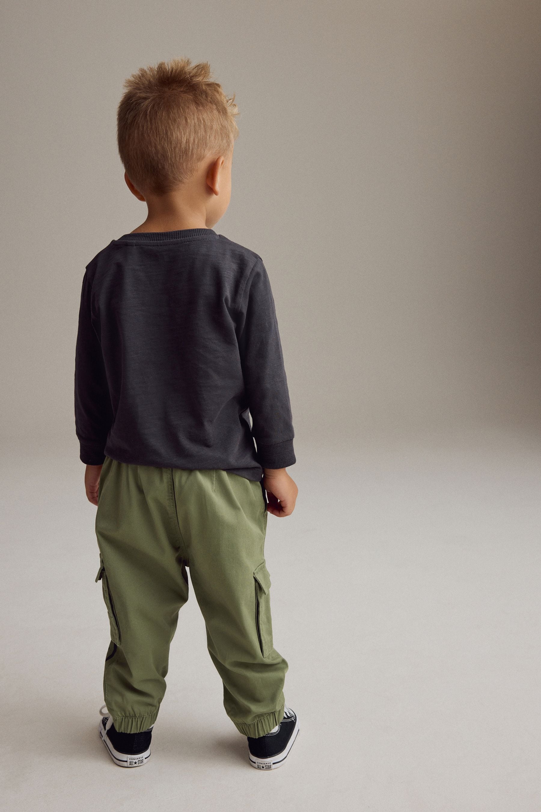 Khaki Green Printed Cargo Trousers (3mths-7yrs)