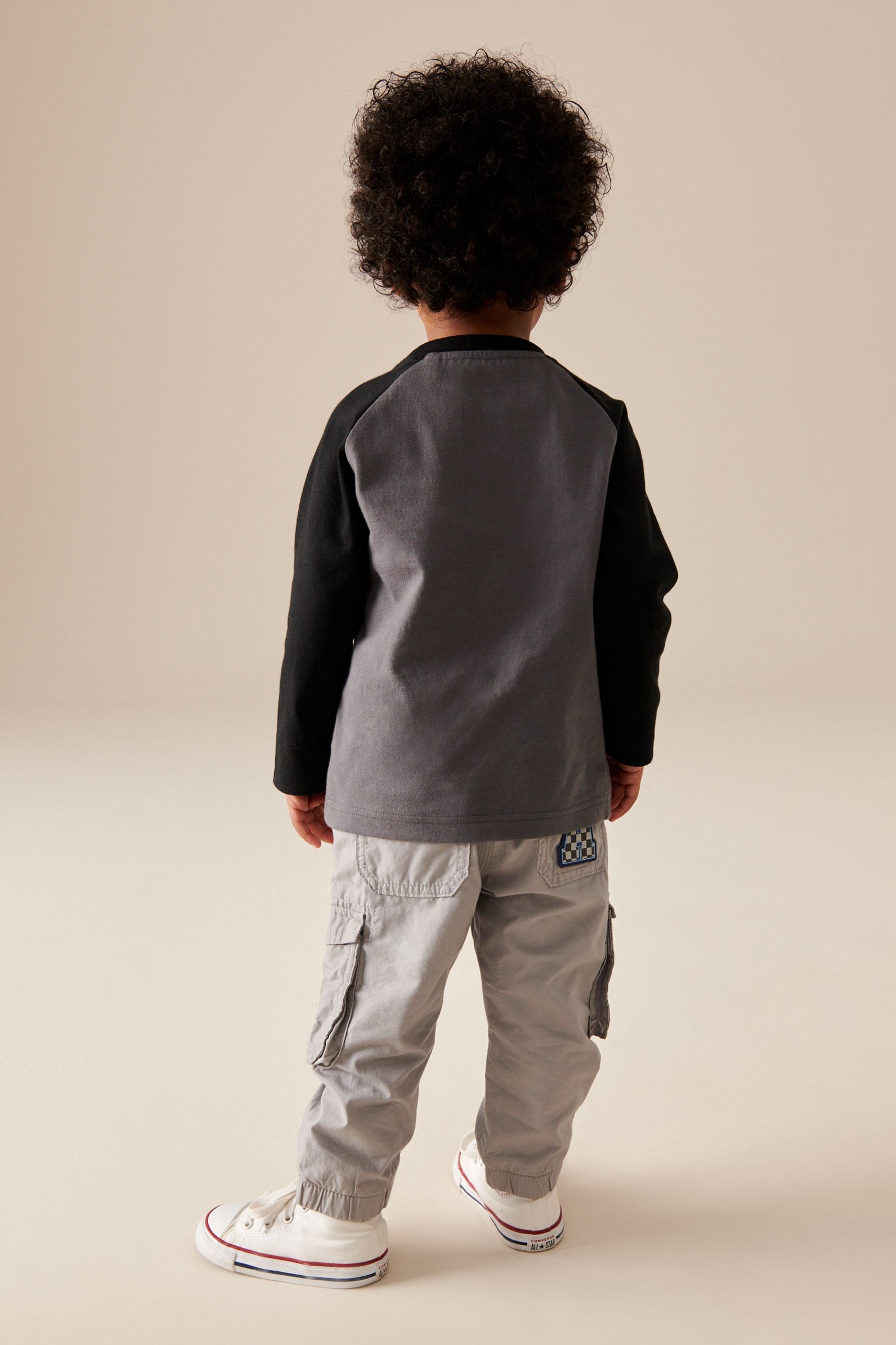 Grey Badged Lined 100% Cotton Cargo Trousers (3mths-7yrs)