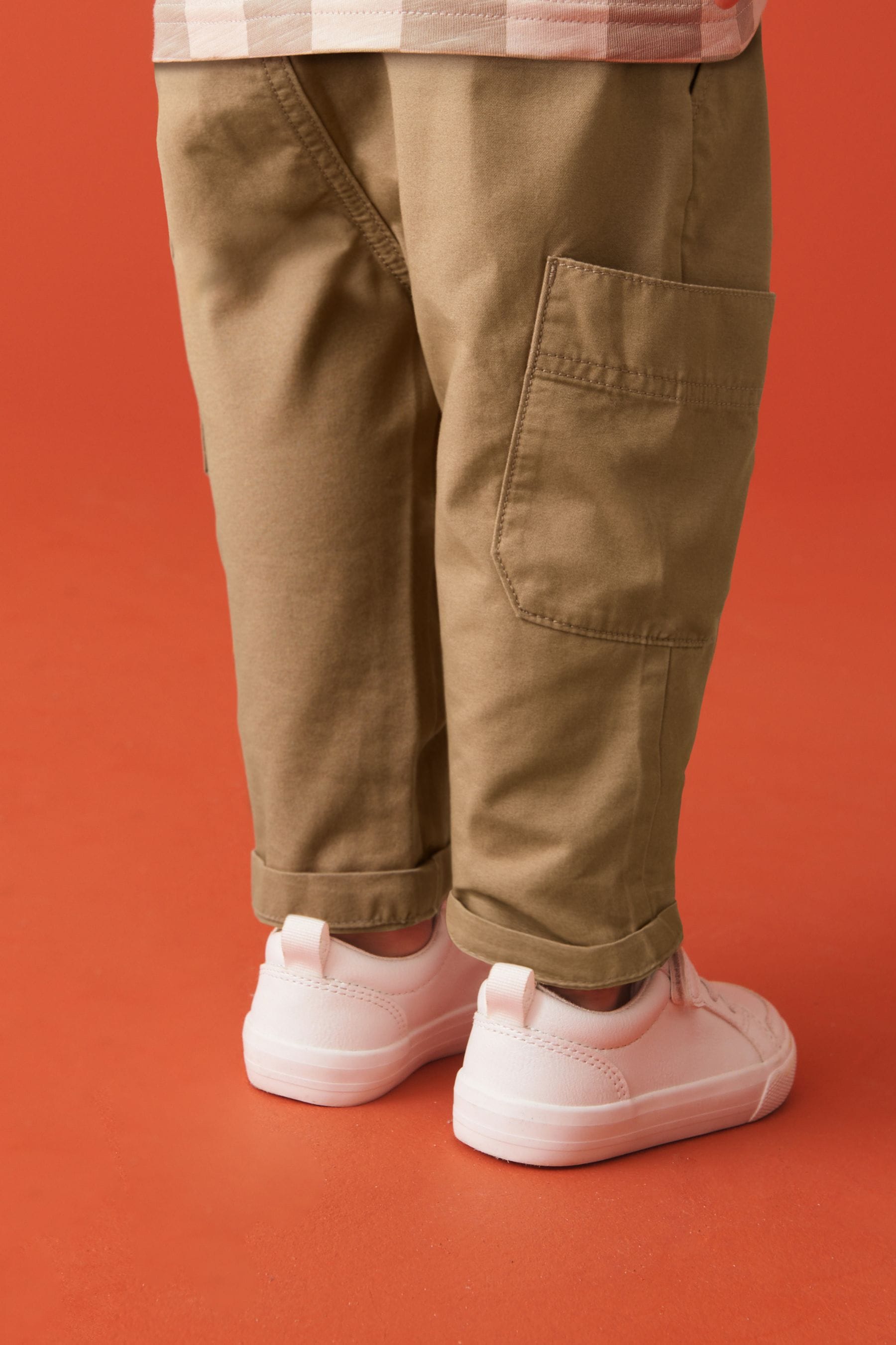 Tan Brown 100% Cotton Side Pocket Pull-On Trousers (3mths-7yrs)