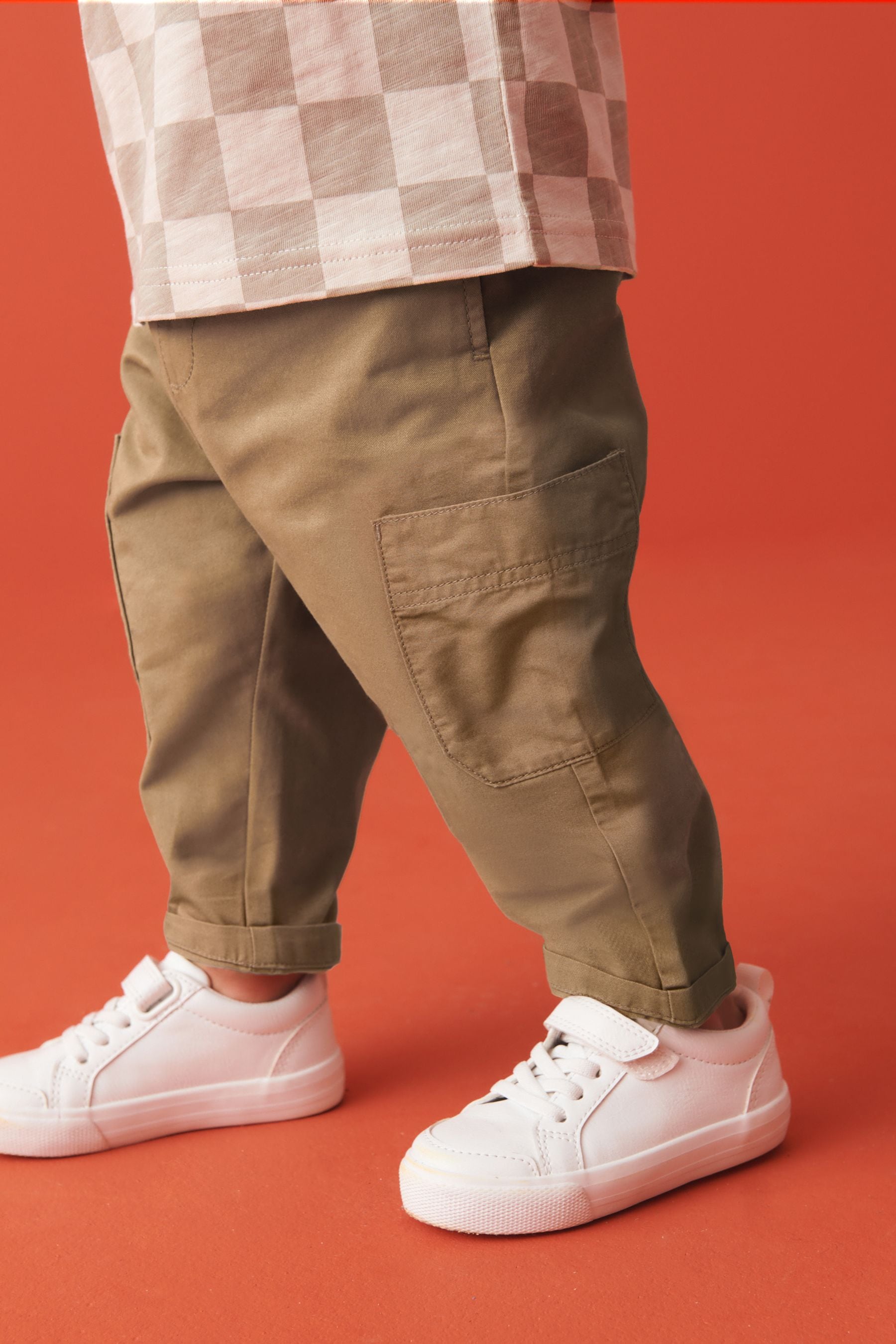 Tan Brown 100% Cotton Side Pocket Pull-On Trousers (3mths-7yrs)