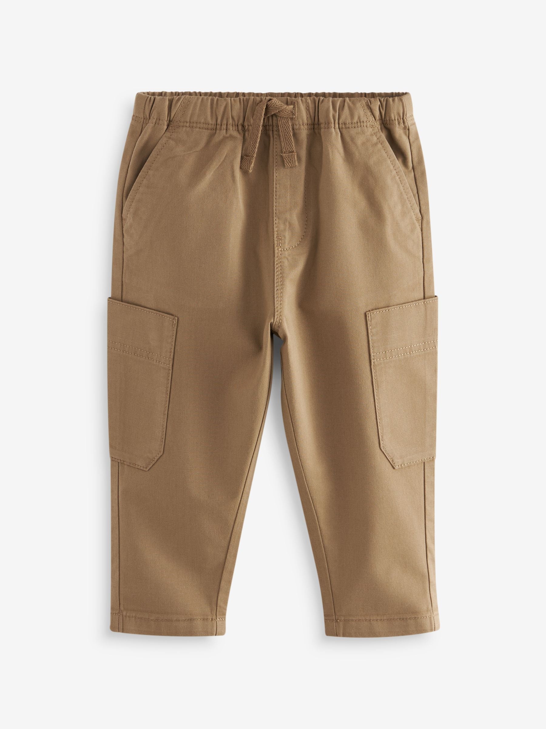 Tan Brown 100% Cotton Side Pocket Pull-On Trousers (3mths-7yrs)