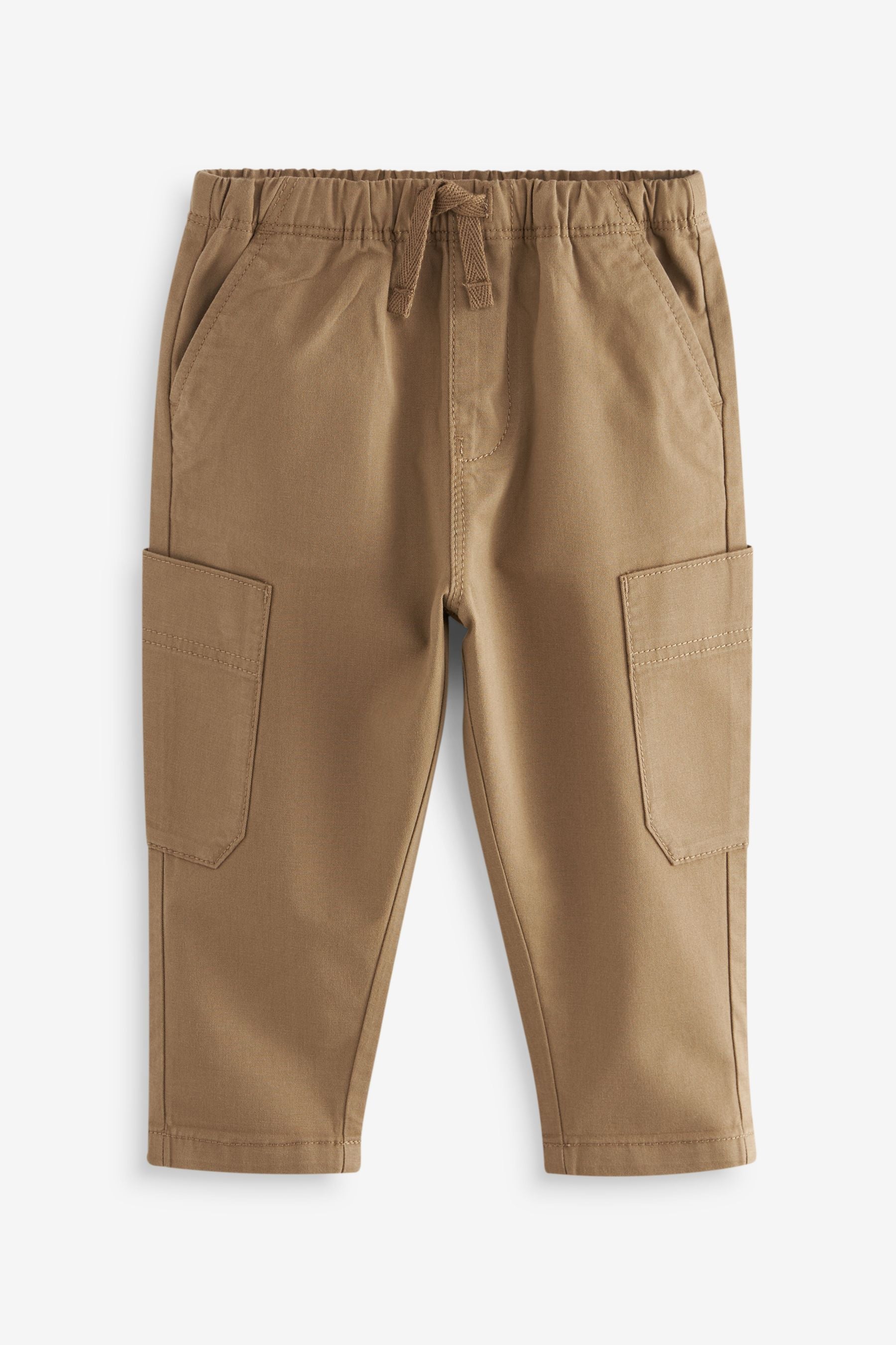 Tan Brown 100% Cotton Side Pocket Pull-On Trousers (3mths-7yrs)