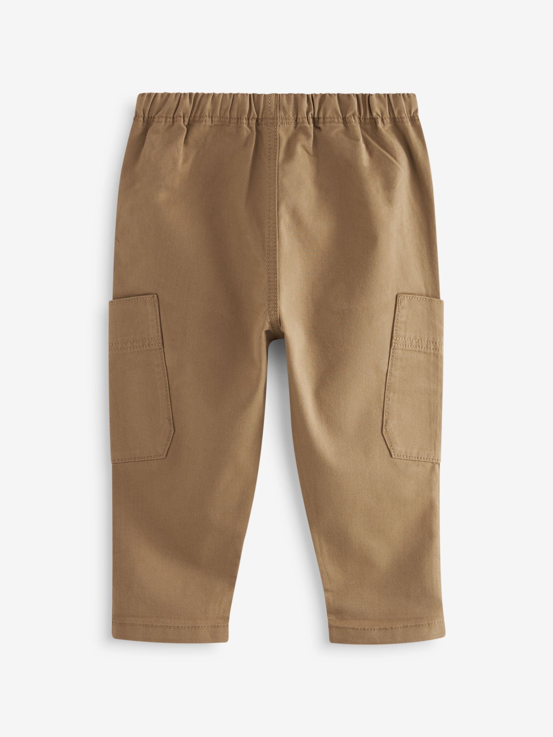 Tan Brown 100% Cotton Side Pocket Pull-On Trousers (3mths-7yrs)