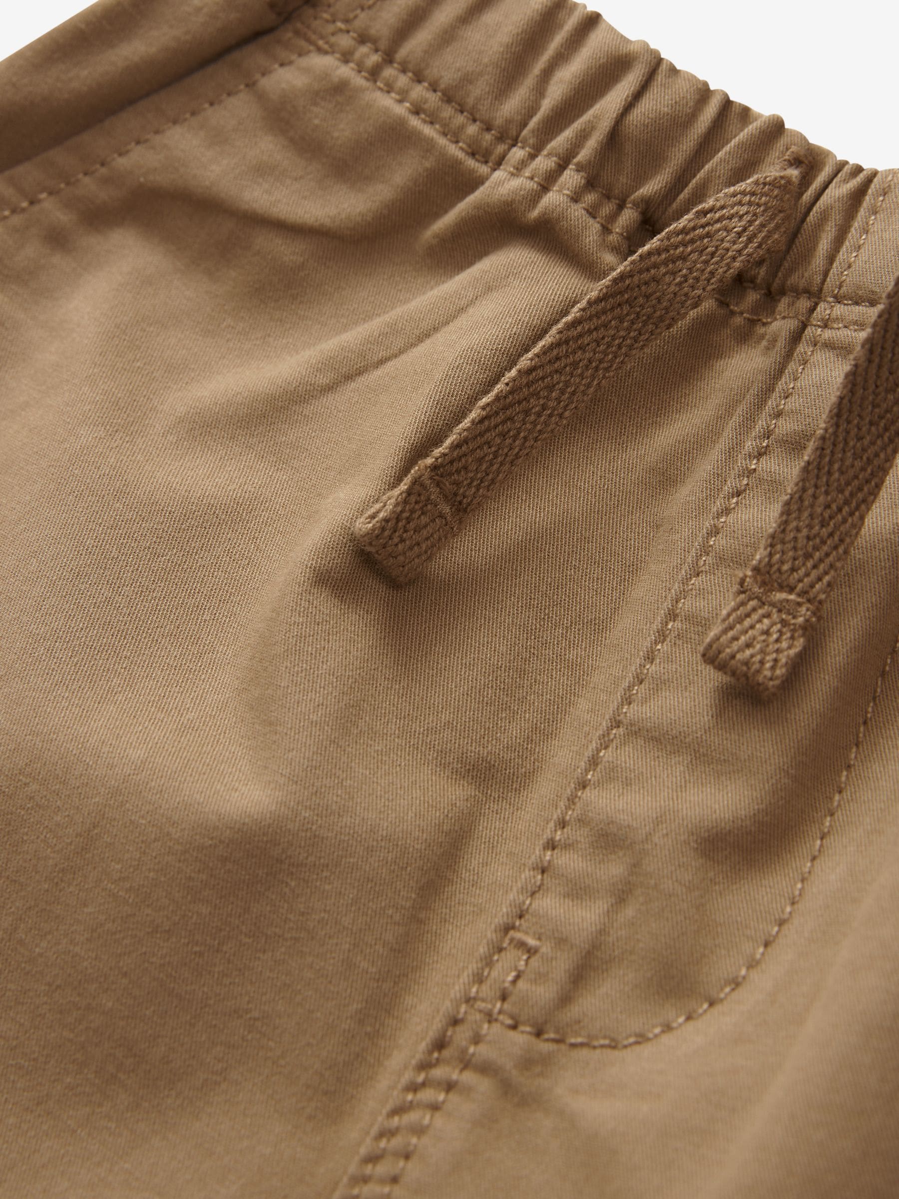 Tan Brown 100% Cotton Side Pocket Pull-On Trousers (3mths-7yrs)