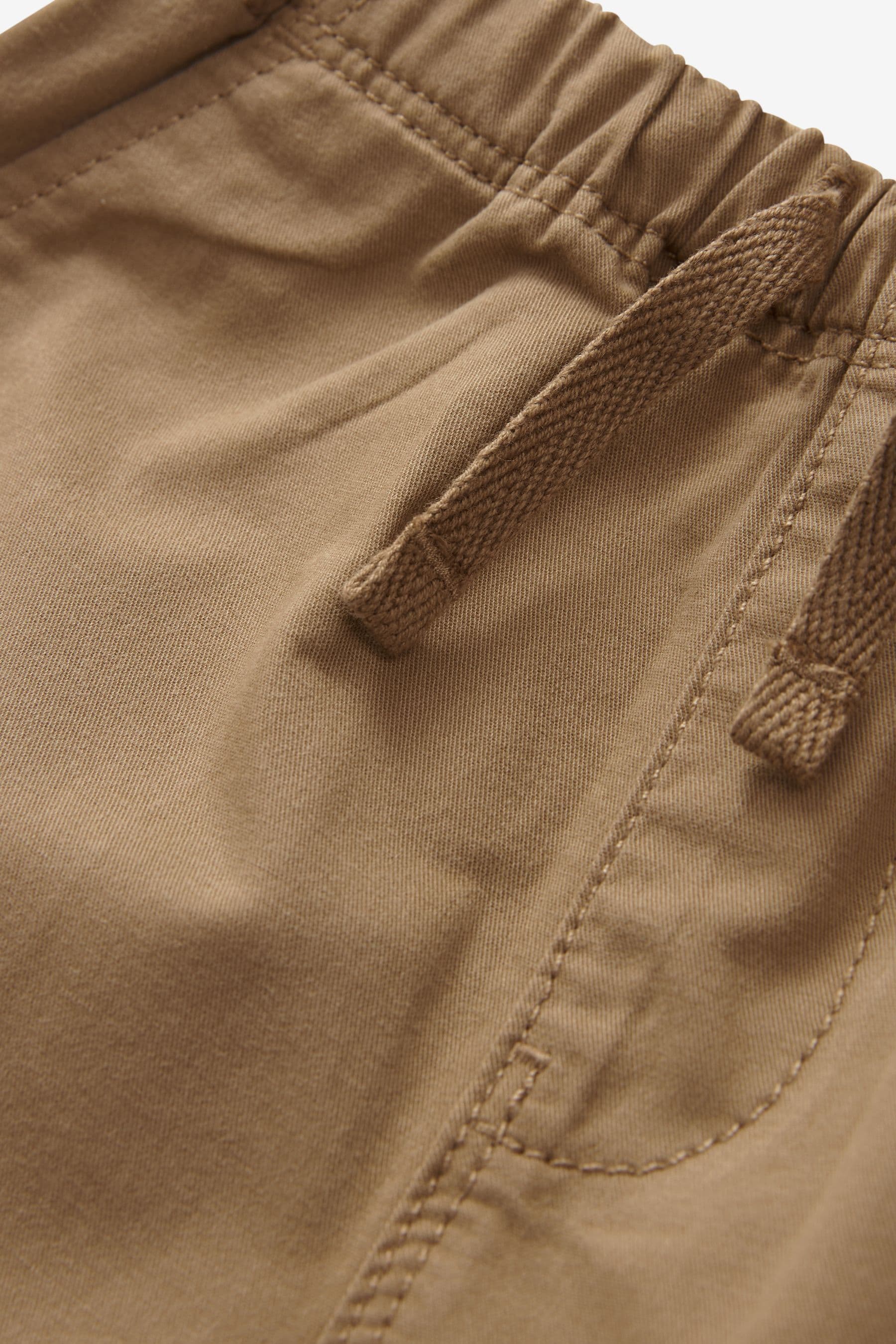 Tan Brown 100% Cotton Side Pocket Pull-On Trousers (3mths-7yrs)