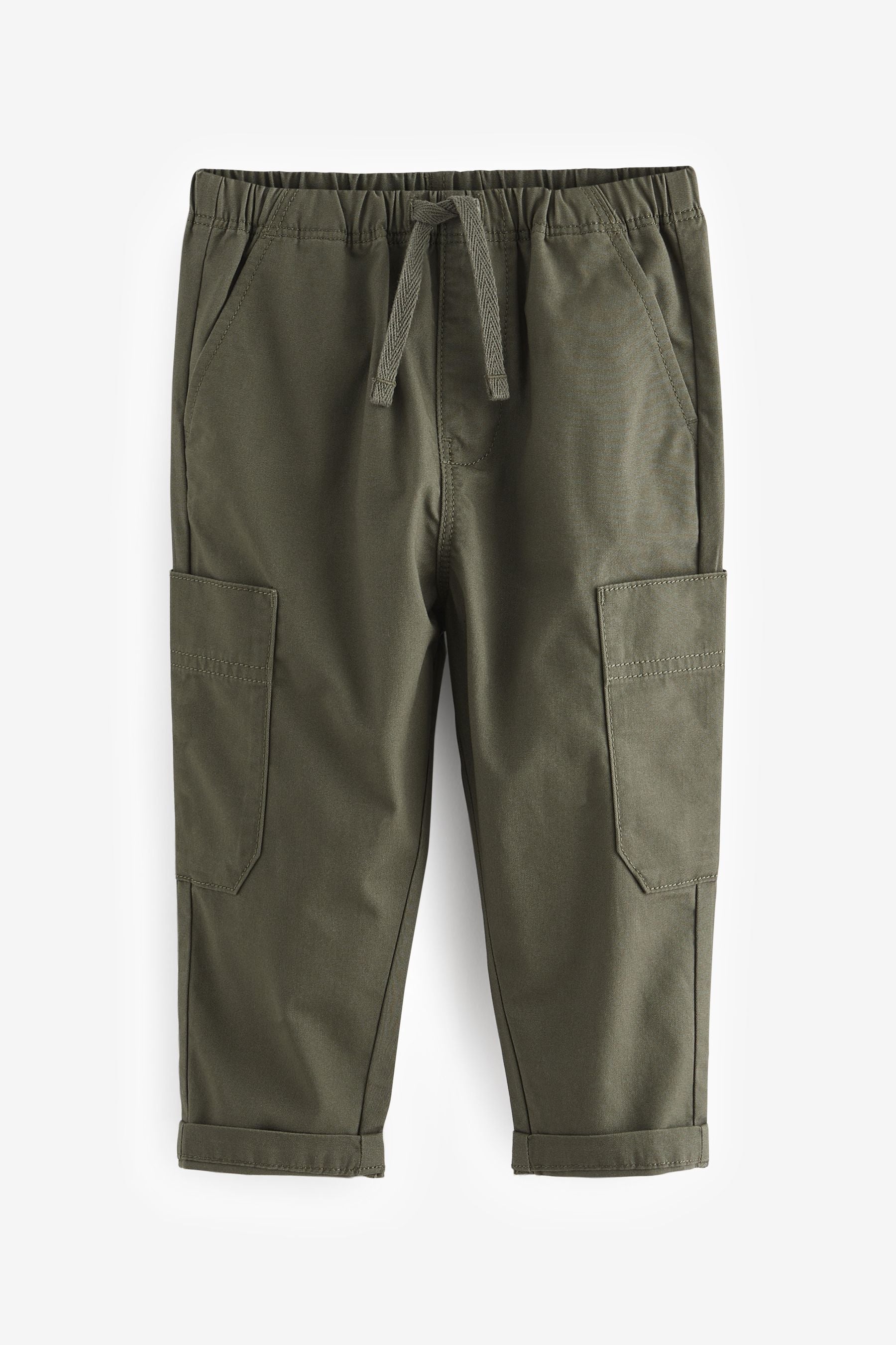 Khaki Green 100% Cotton Side Pocket Pull-On Trousers (3mths-7yrs)