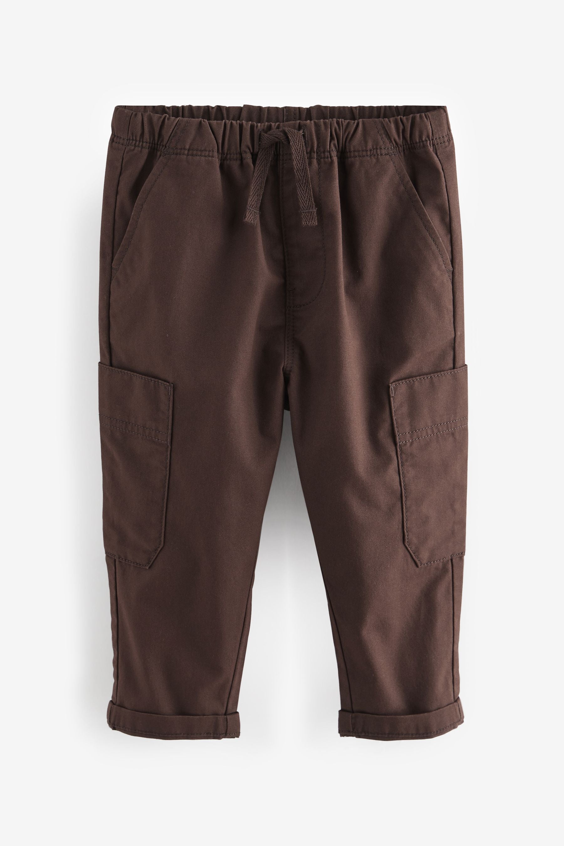 Brown 100% Cotton Side Pocket Pull-On Trousers (3mths-7yrs)