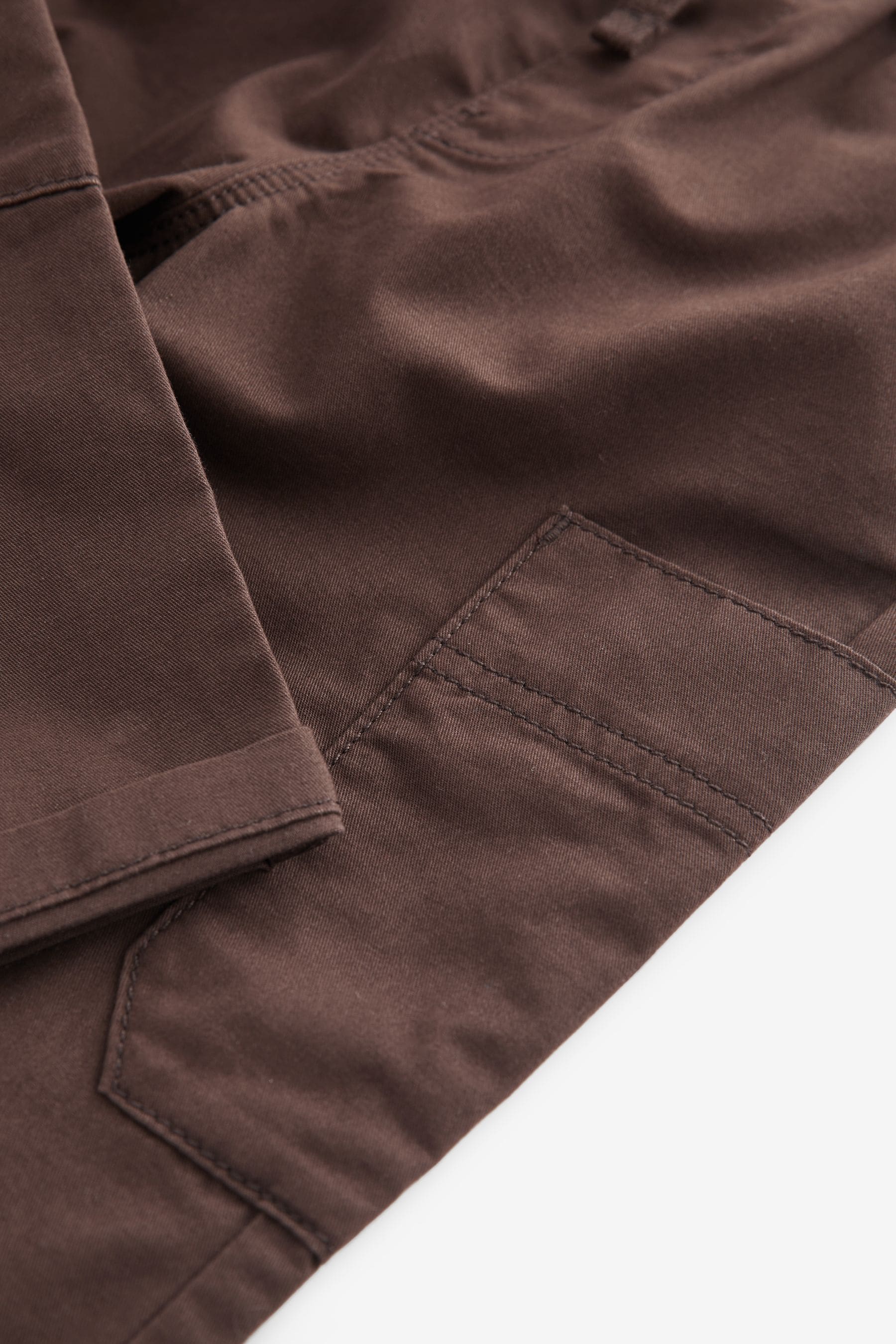 Brown 100% Cotton Side Pocket Pull-On Trousers (3mths-7yrs)