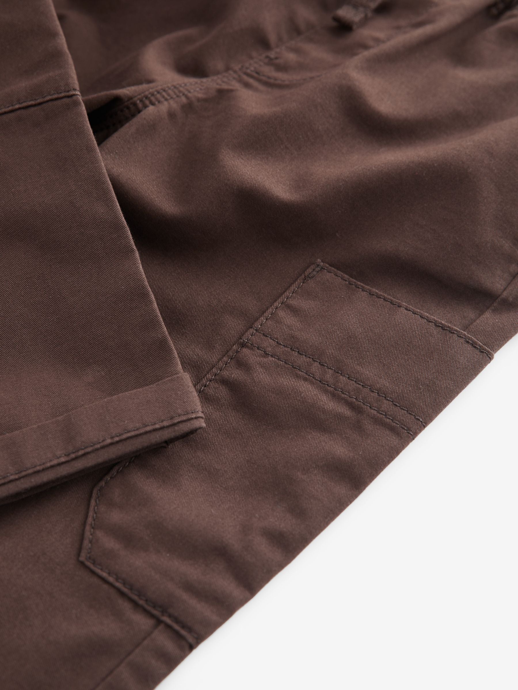 Brown 100% Cotton Side Pocket Pull-On Trousers (3mths-7yrs)