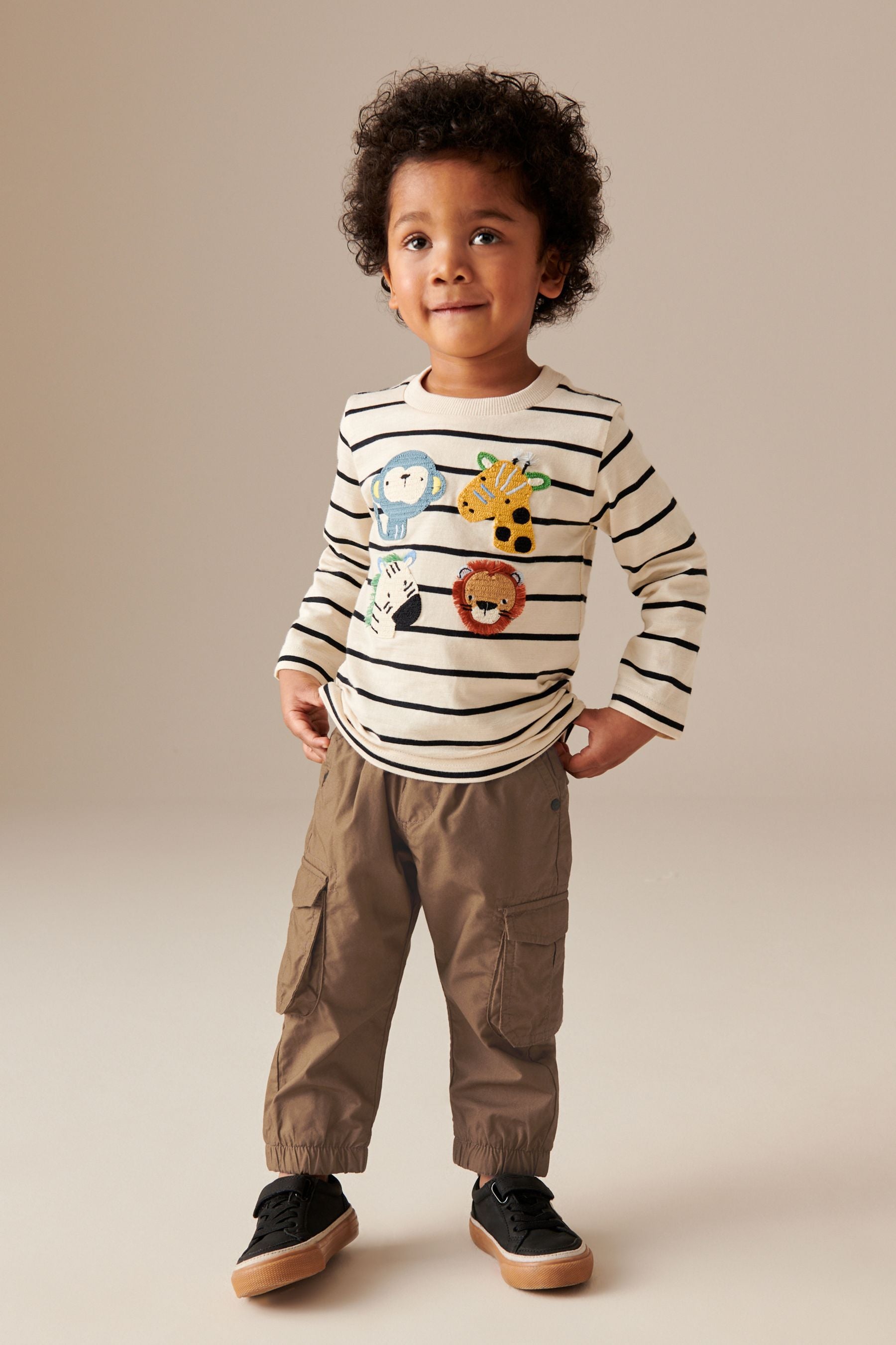 Tan Brown Lined 100% Cotton Cargo Trousers (3mths-7yrs)