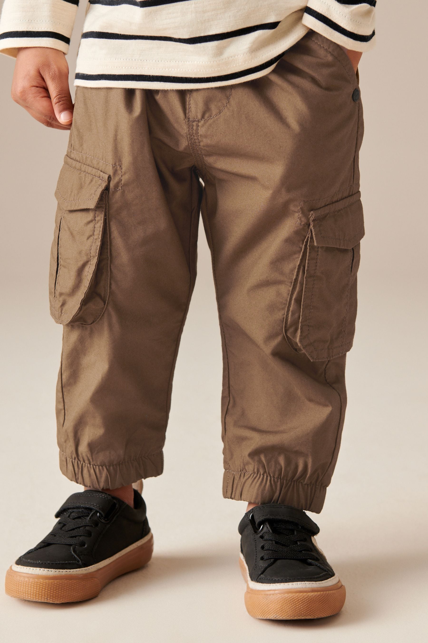 Tan Brown Lined 100% Cotton Cargo Trousers (3mths-7yrs)