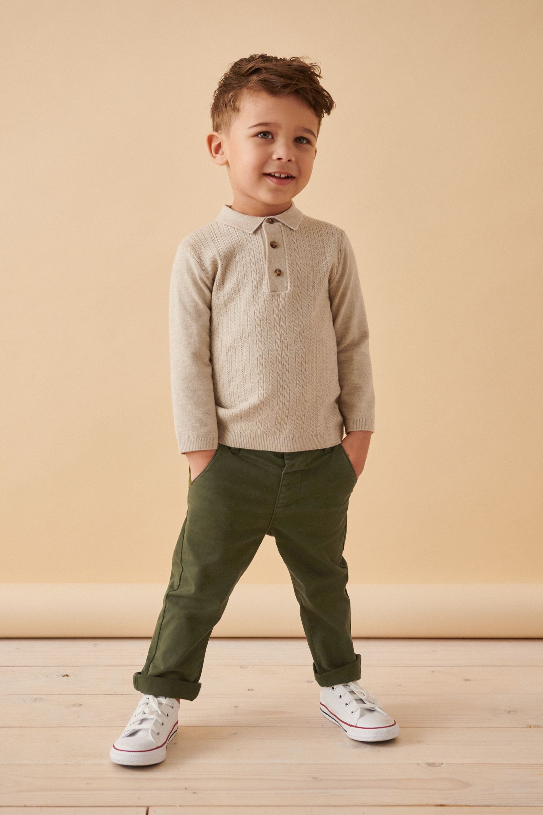 Khaki Green Stretch Chinos Trousers (3mths-7yrs)