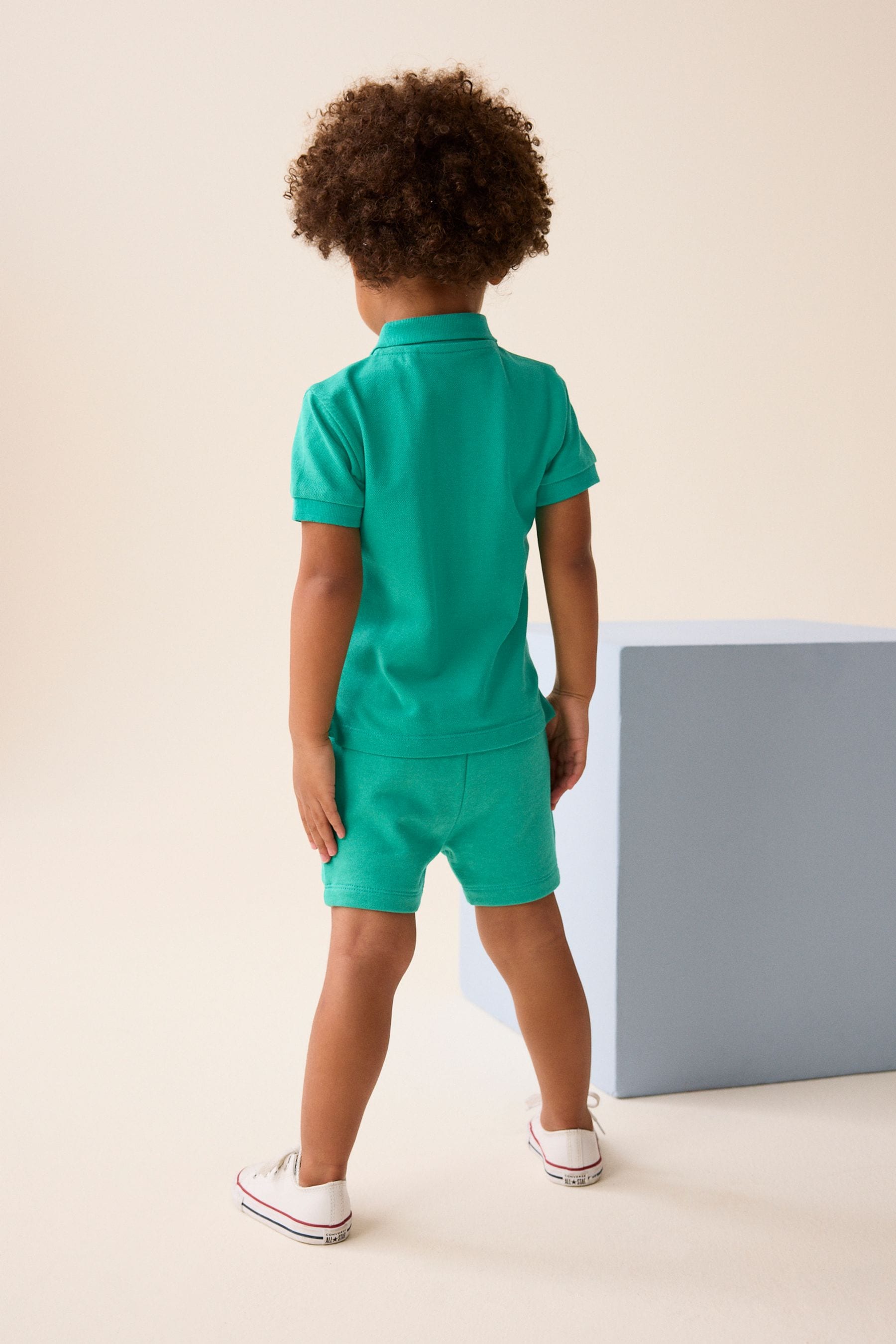 Green 100% Cotton Short Sleeve Polo and Shorts Set (3mths-7yrs)