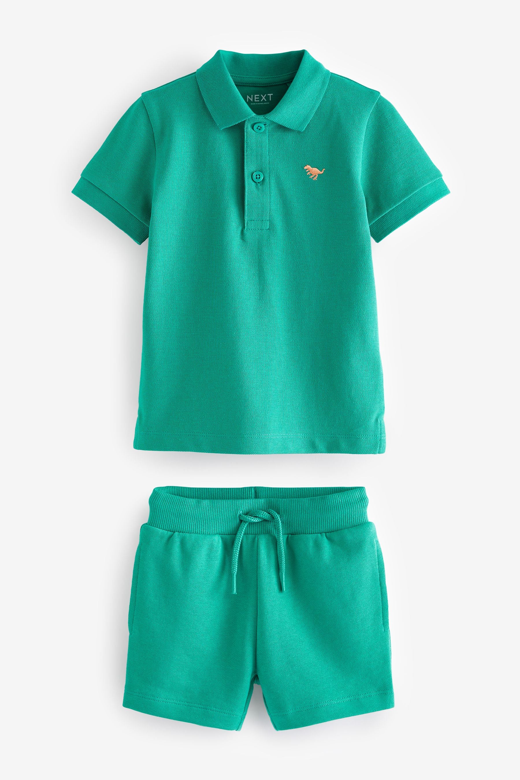 Green 100% Cotton Short Sleeve Polo and Shorts Set (3mths-7yrs)