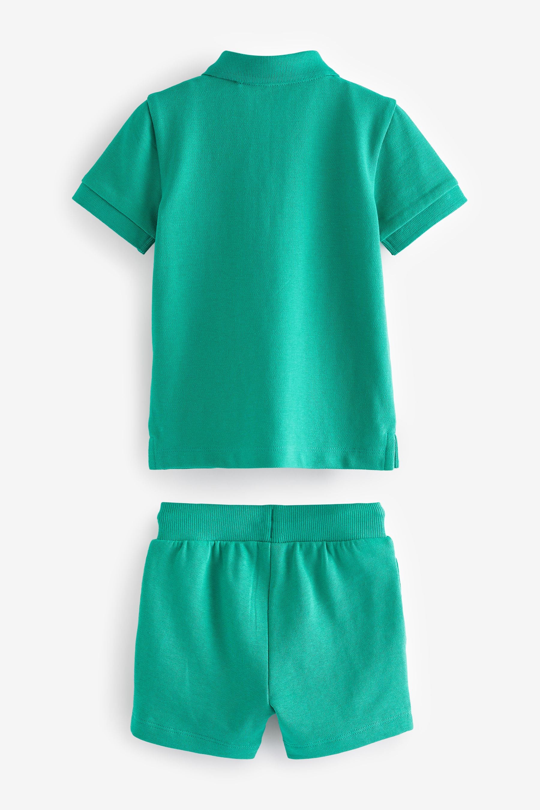 Green 100% Cotton Short Sleeve Polo and Shorts Set (3mths-7yrs)