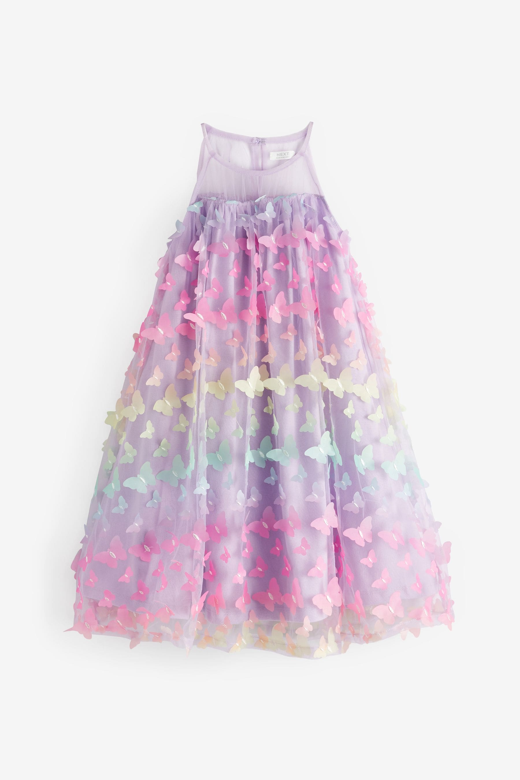 Lilac Purple Rainbow 3D Butterfly Trapeze Dress (3-16yrs)