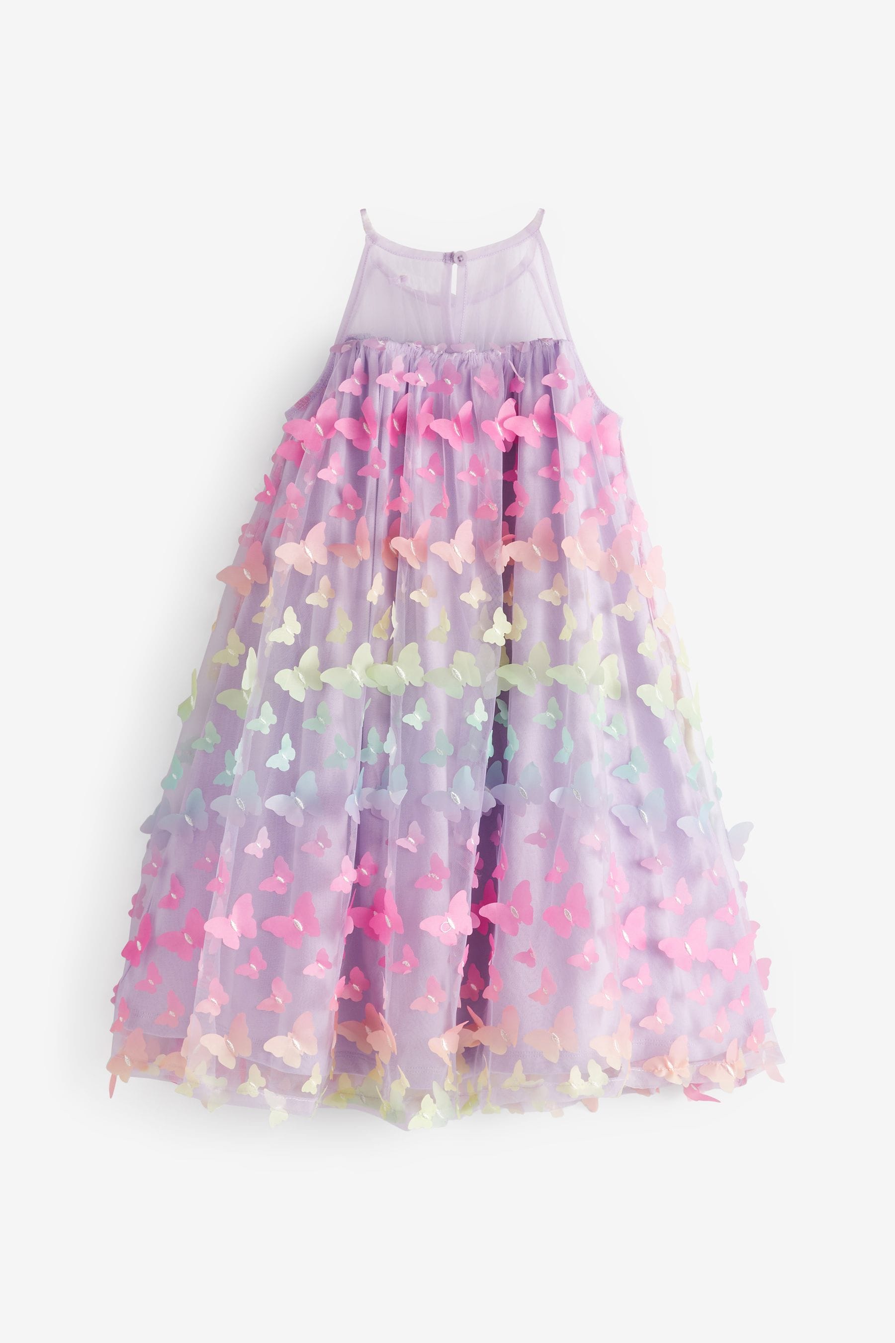 Lilac Purple Rainbow 3D Butterfly Trapeze Dress (3-16yrs)