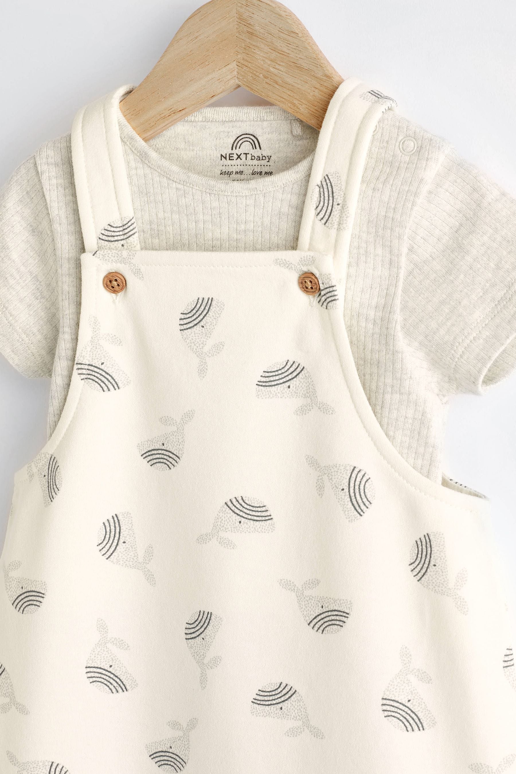 Grey/White Whale Baby Jersey Dungarees (0mths-3yrs)