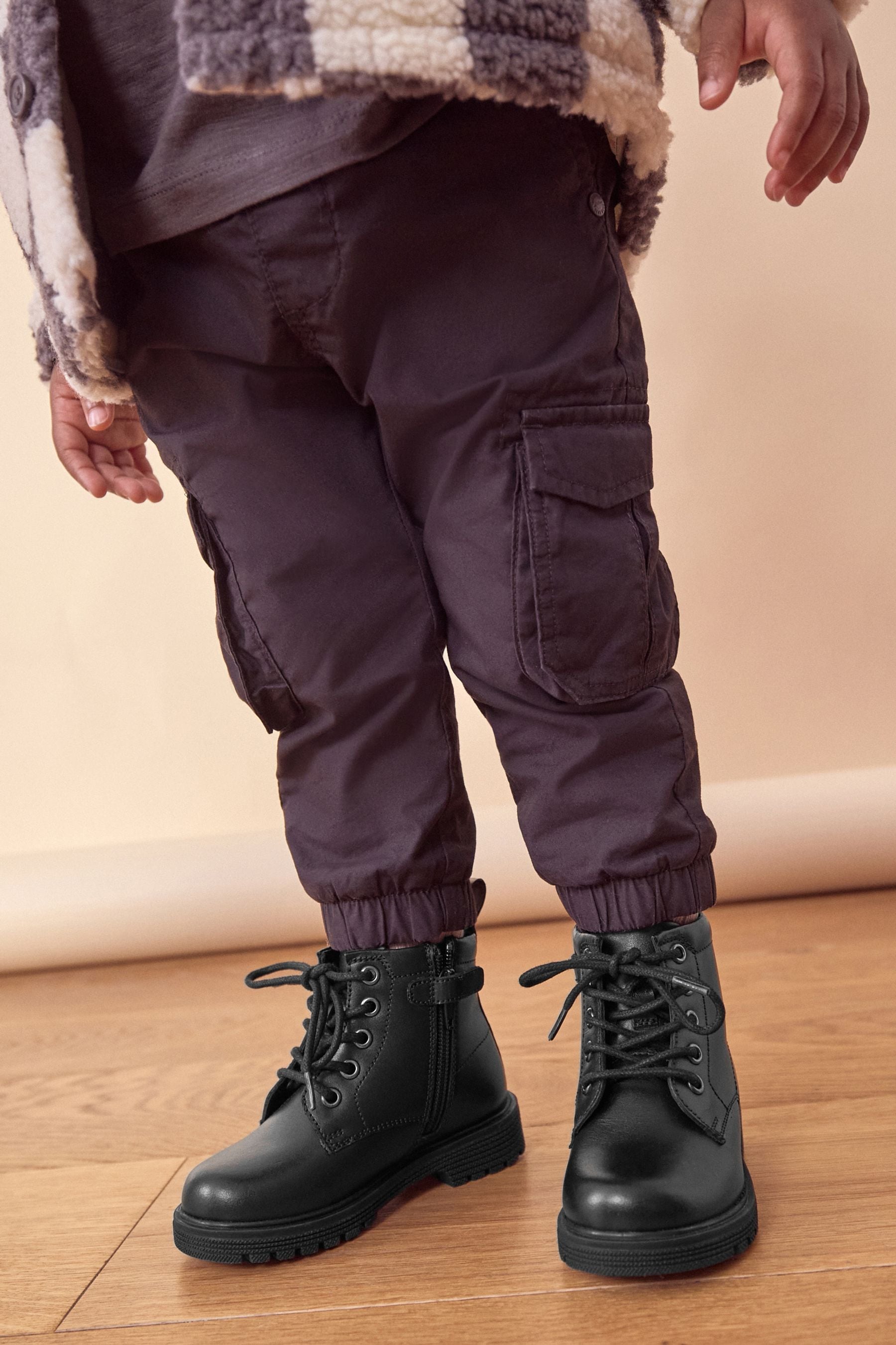 Black Leather Lace Up Boots