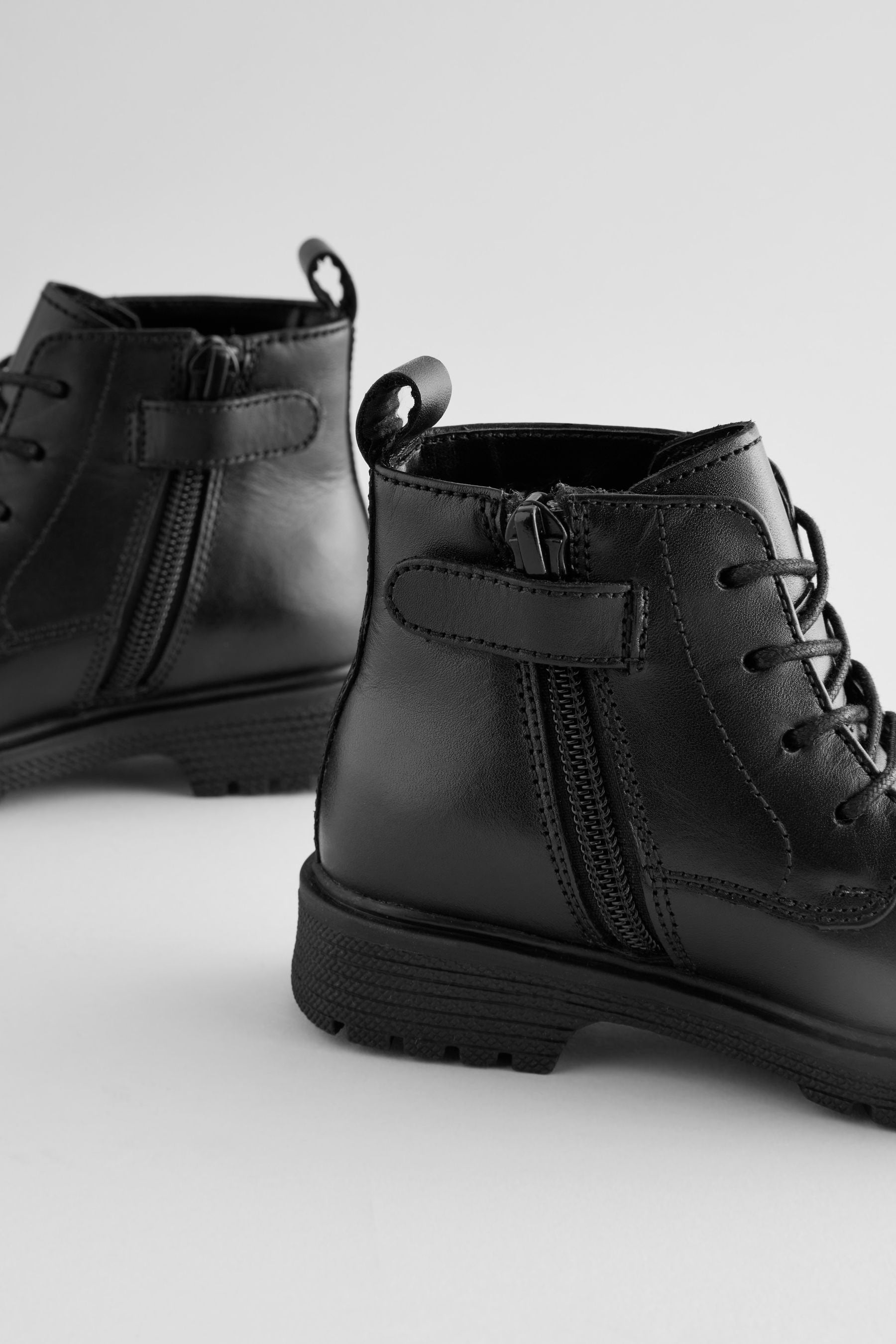 Black Leather Lace Up Boots