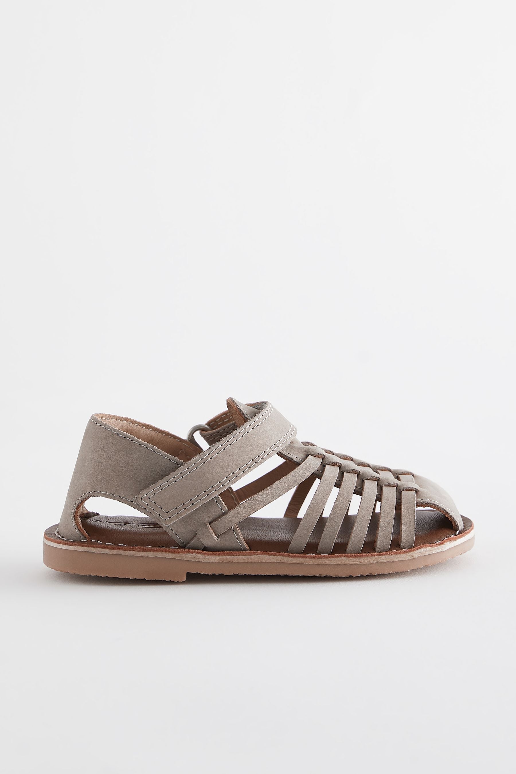 Stone Neutral Leather Closed Toe Sandals