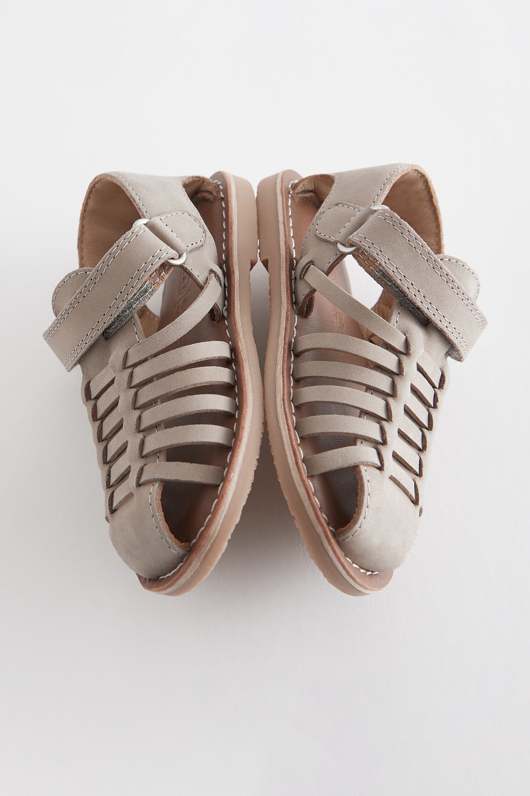 Stone Neutral Leather Closed Toe Sandals