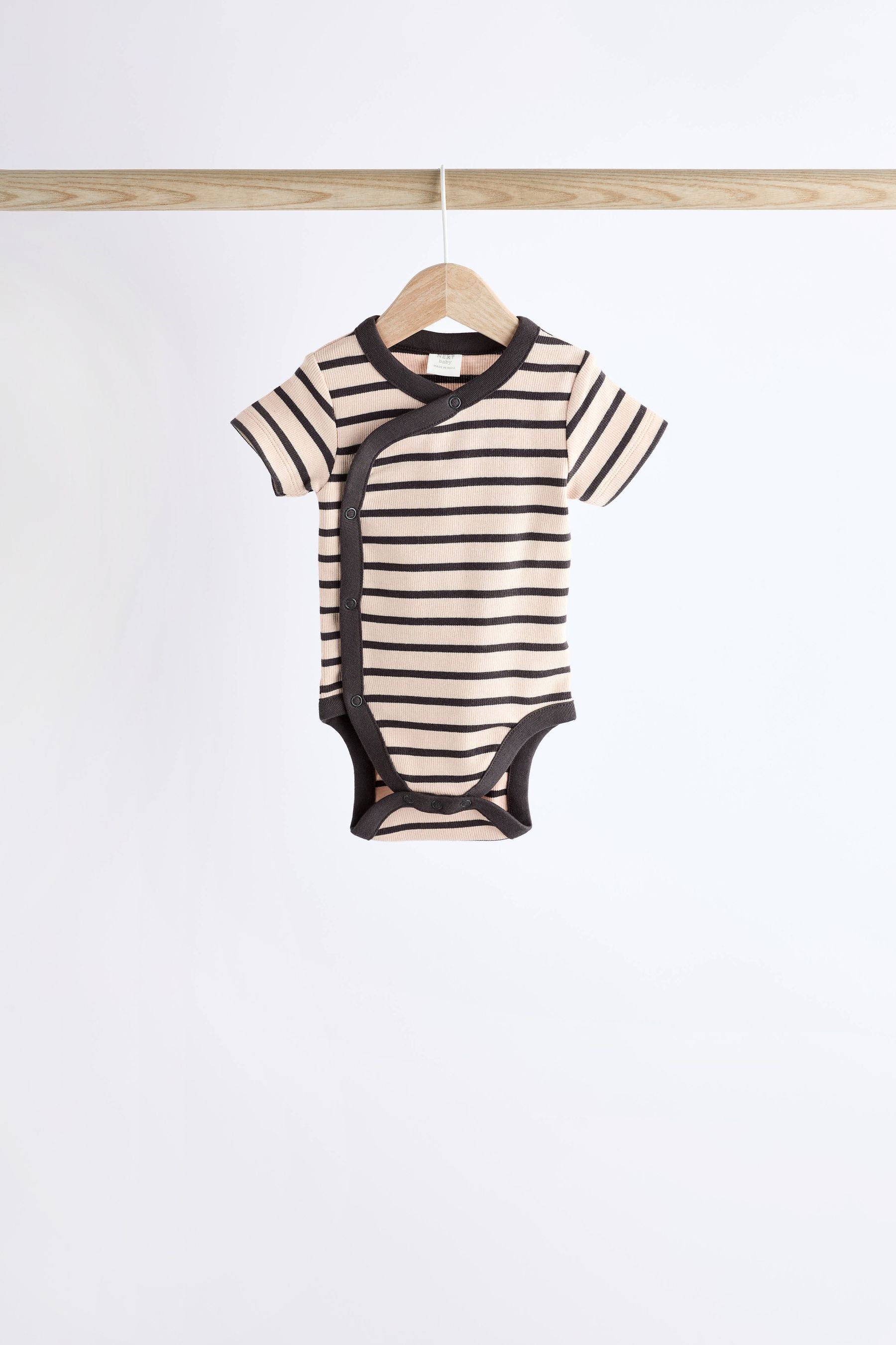 Monochrome Stripe Baby Rib Wrap Bodysuits And Shorts Set 4 Pack (0mths-2yrs)